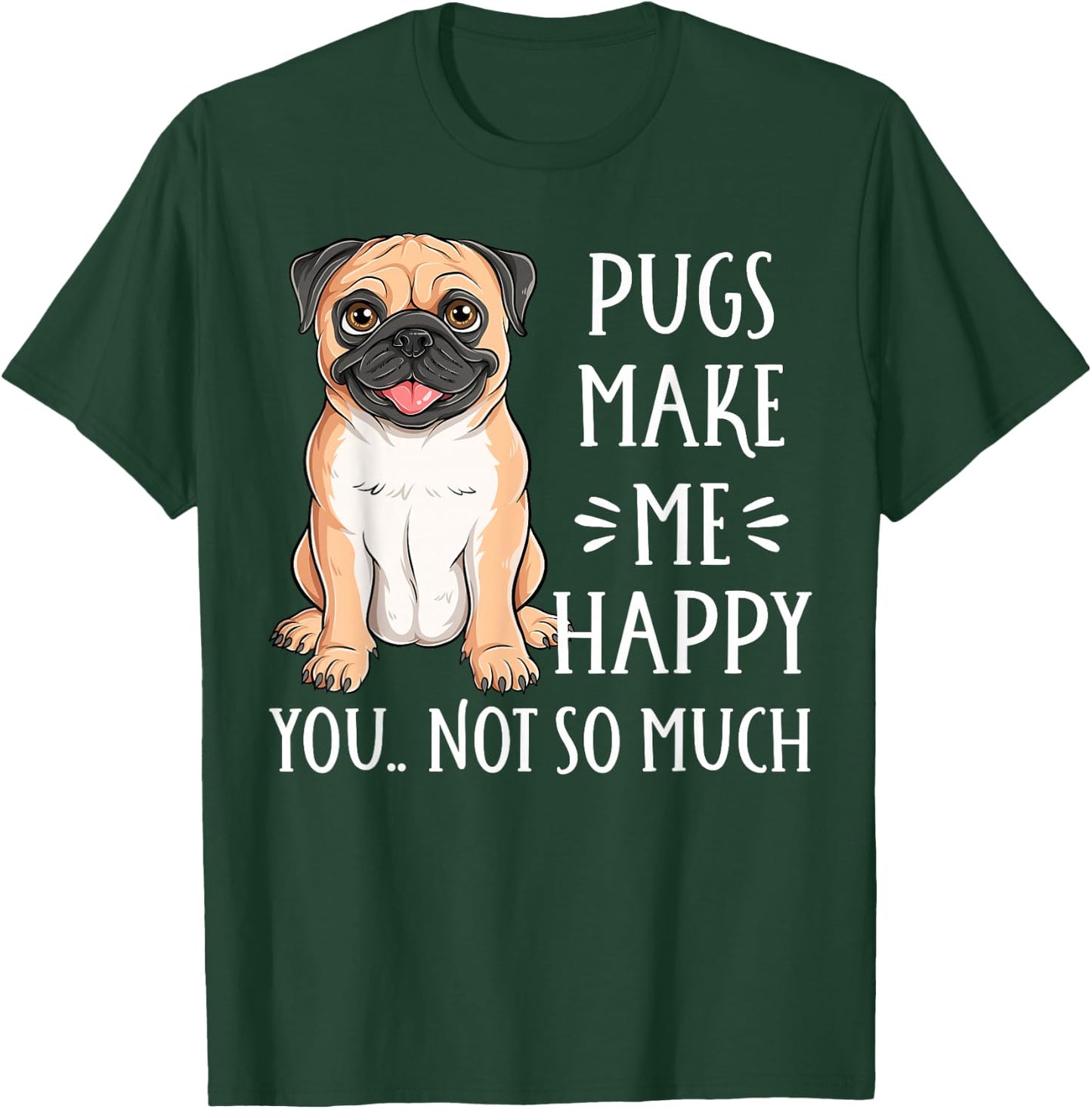 Adults Kids Funny Pug Puppy Dog Lover Black Cartoon Short Sleeve T-Shirt - T-Shirt | Forest