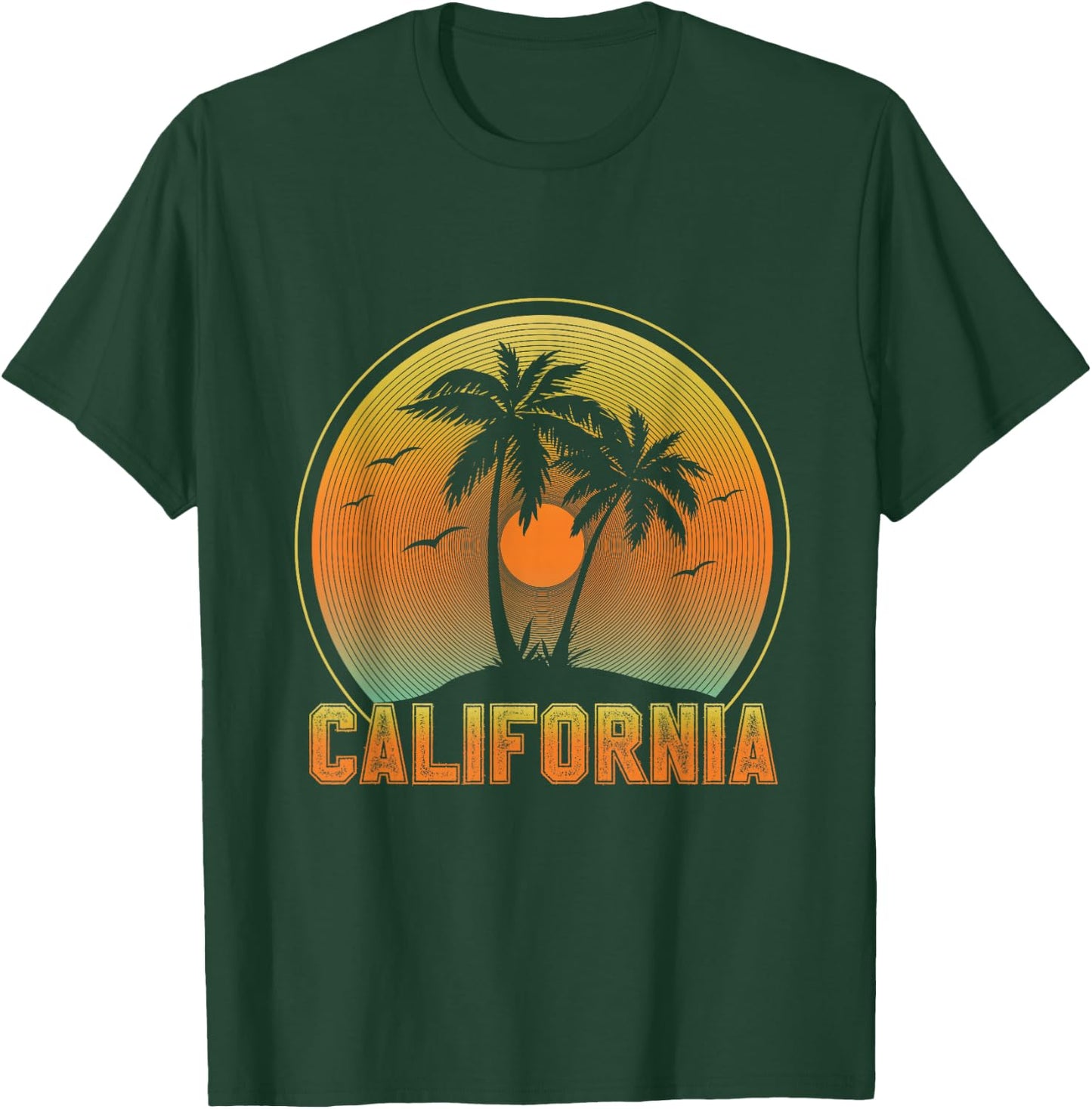 California Retro Vintage Beach Surf Summer Palm Trees T-Shirt - T-Shirt | Forest