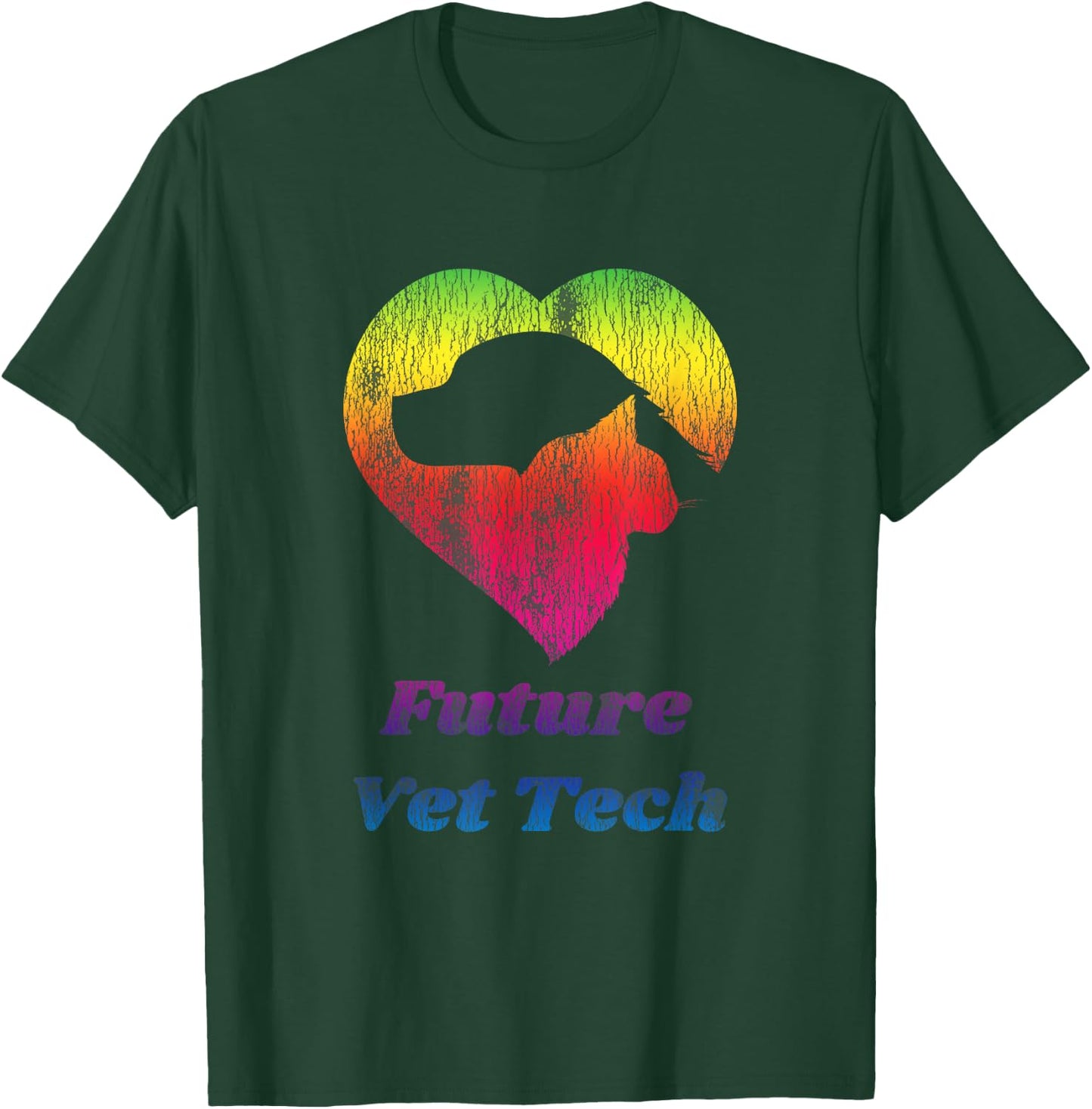 Future Vet Tech - Worn Distressed Rainbow Look T-Shirt - T-Shirt | Forest
