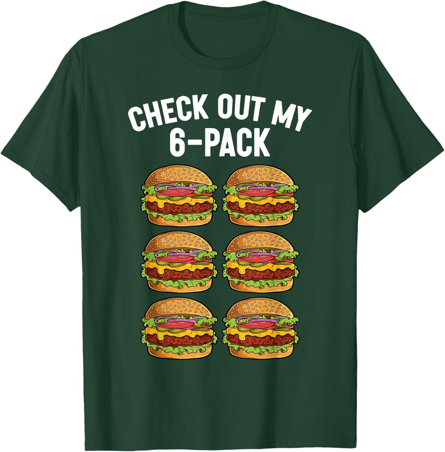 Funny Burger 6-Pack Abs Hamburger Cheeseburger Sandwich T-Shirt - T-Shirt | Forest