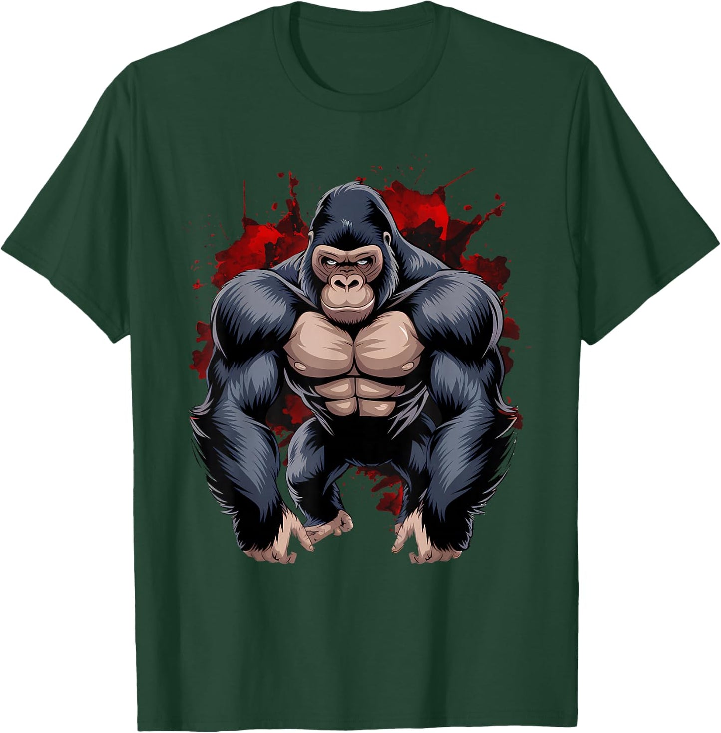 Gorilla Face Angry Growling Scary Silverback Gorilla T-Shirt - T-Shirt | Forest
