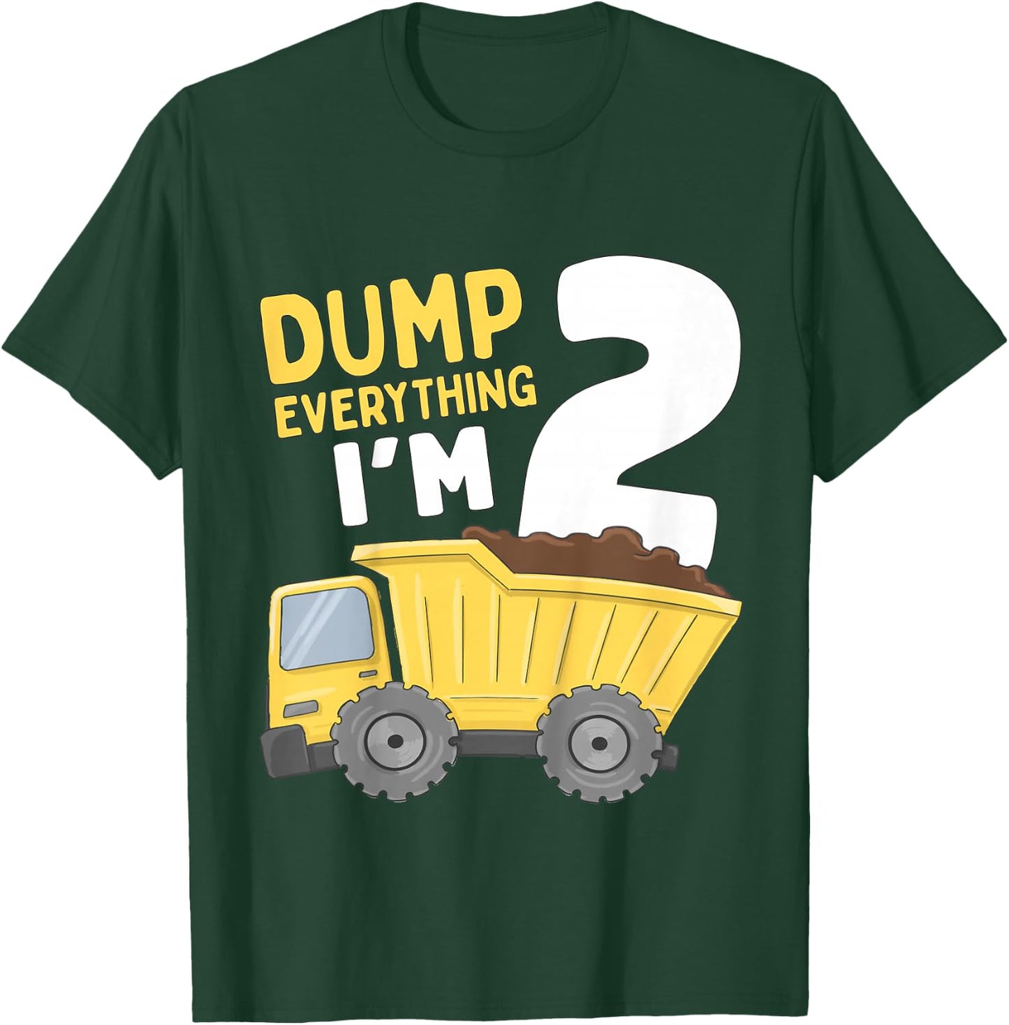 Kids Construction Truck 2nd Birthday Boy 2 Two Year Old T-Shirt - T-Shirt | Forest