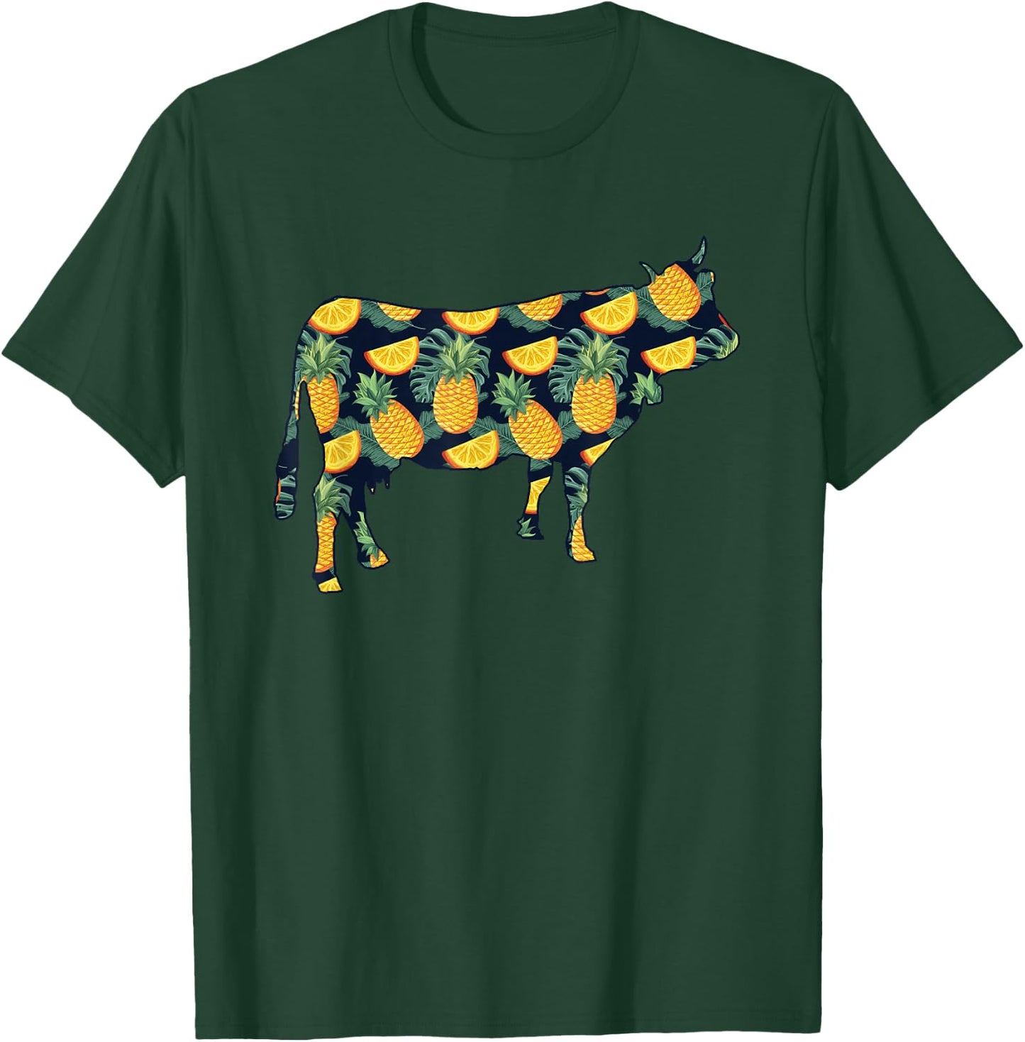 Pineapple Hawaiian Cow Women Men Print Heifer Farm Girl Gift T-Shirt - T-Shirt | Forest