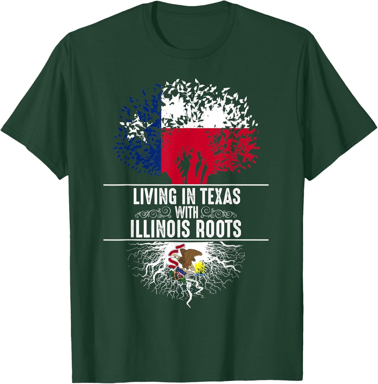Texas Home Illinois Roots State Tree Flag Love Gift T-Shirt - T-Shirt | Forest