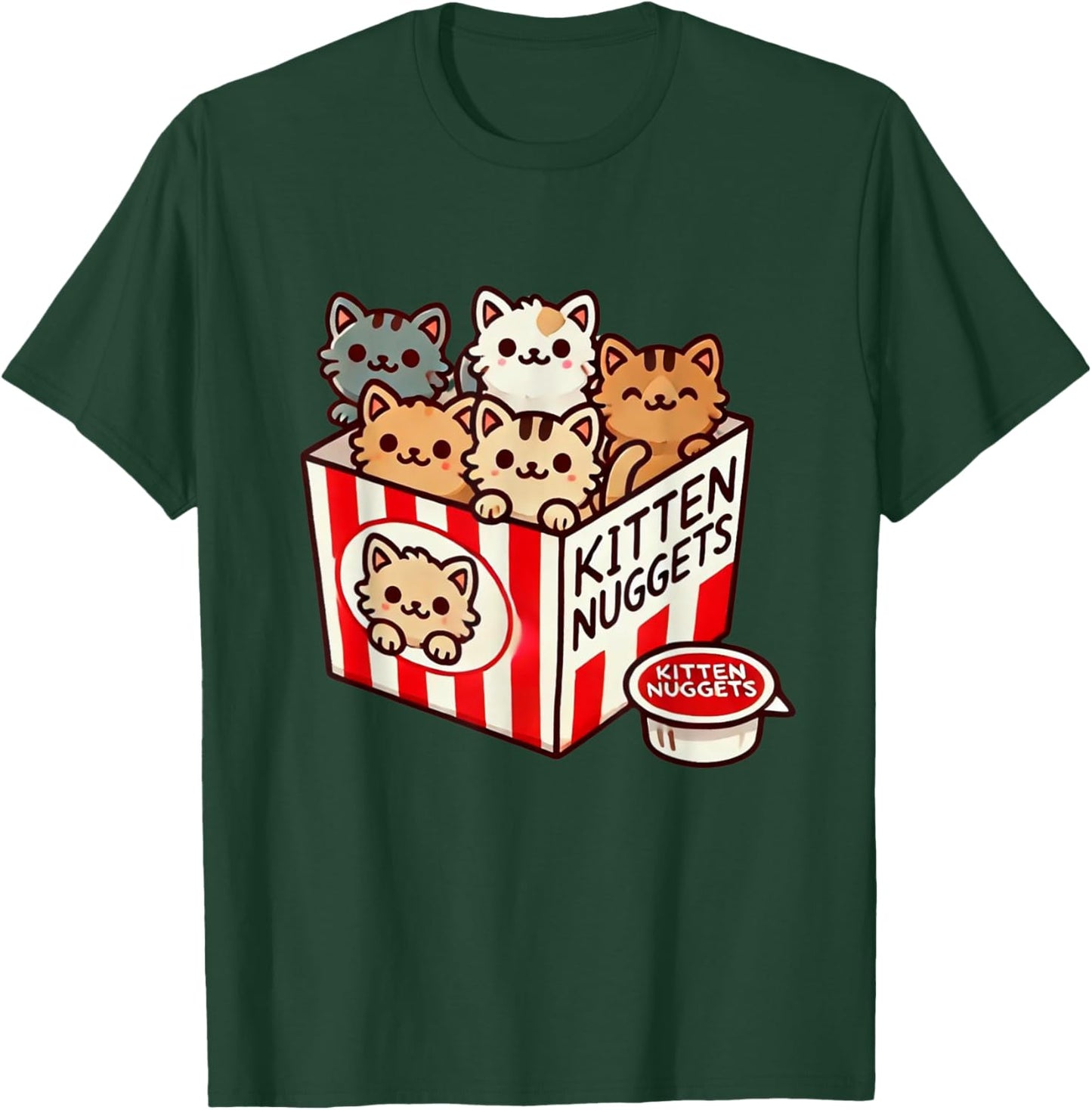 Kitten Nuggets Funny Cute Food Pun Cat Lover Chicken Nuggets Men Women Girls Kids T-Shirt - T-Shirt | Forest