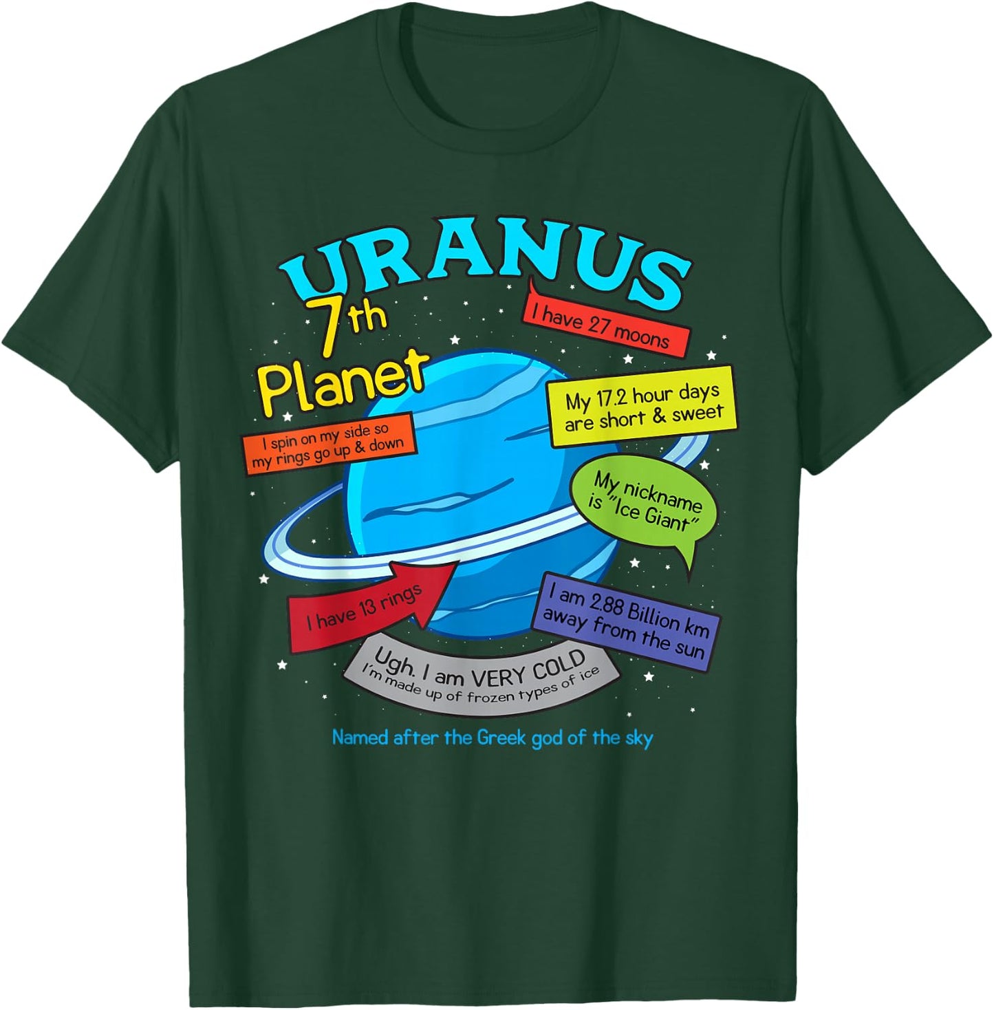 Teaching, learning, about space - Uranus, plan T-Shirt - T-Shirt | Forest