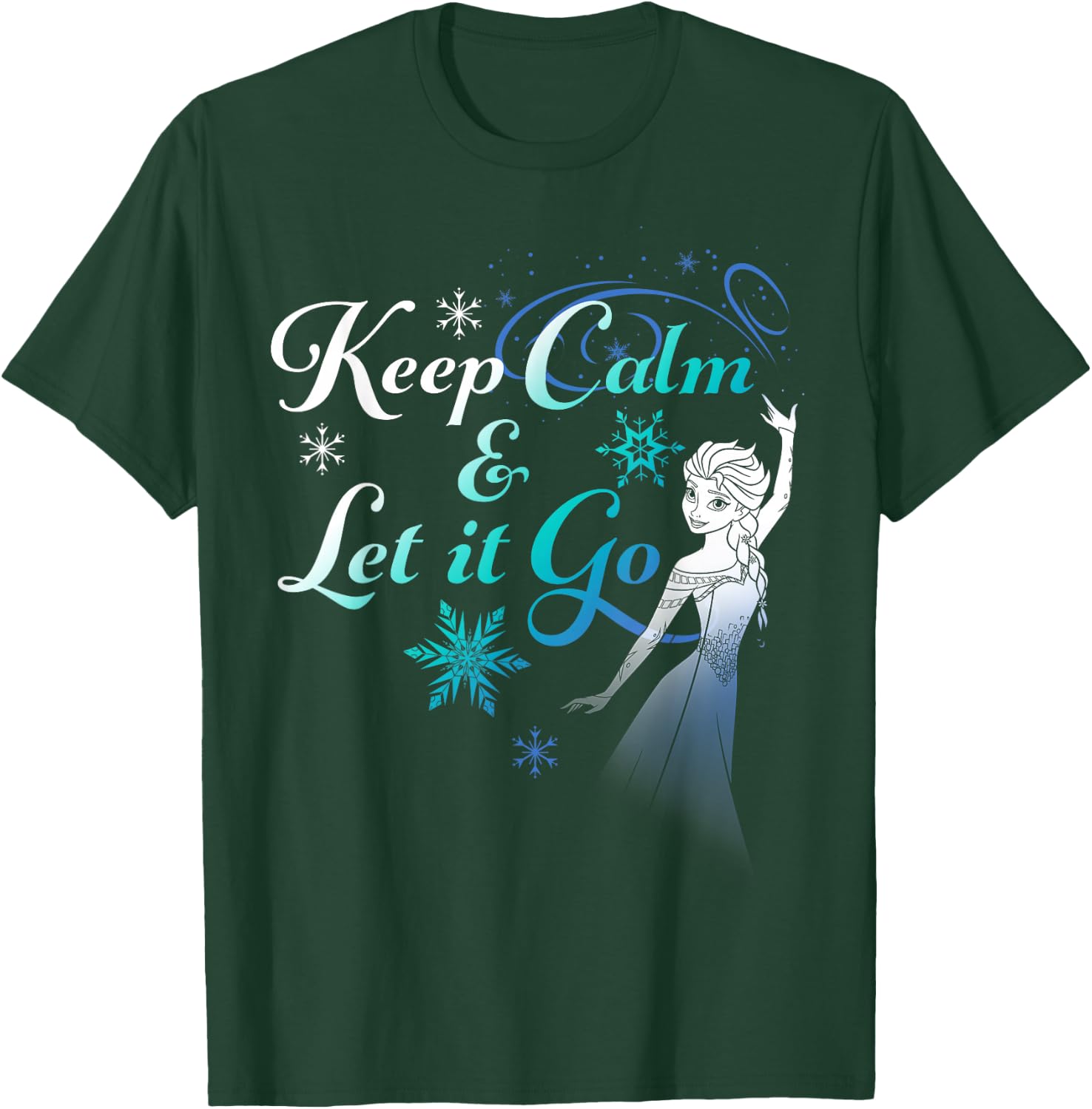 Disney Frozen Elsa Keep Calm & Let It Go Snowflake Portrait T-Shirt - T-Shirt | Forest