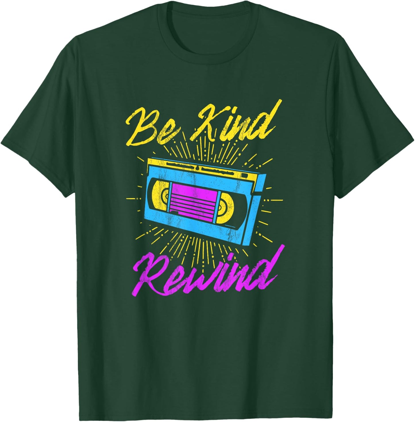 Be Kind Rewind Retro Vintage 80s 90s Funny VHS VCR T-Shirt - T-Shirt | Forest