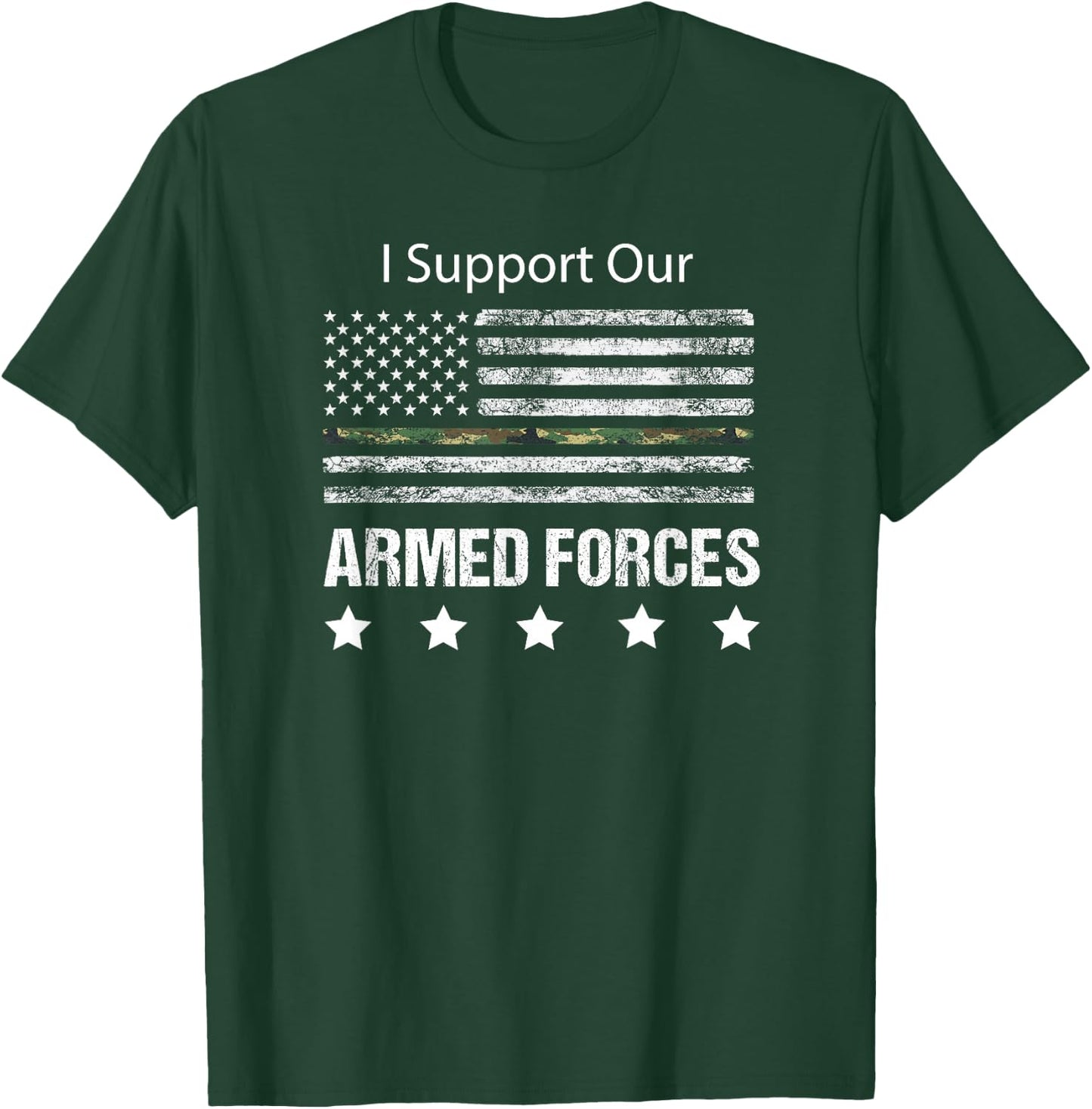 Military Appreciation Shirt Support Armed Forces USA Flag T-Shirt - T-Shirt | Forest