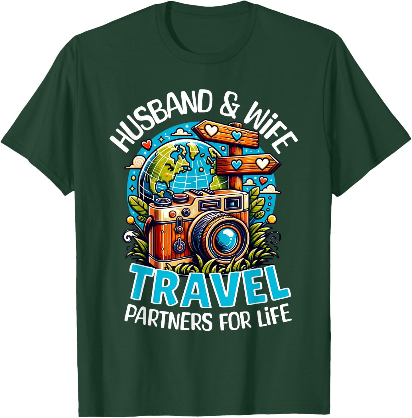 Couple Matching Husband And Wife Travel Partners For Life T-Shirt - T-Shirt | Forest