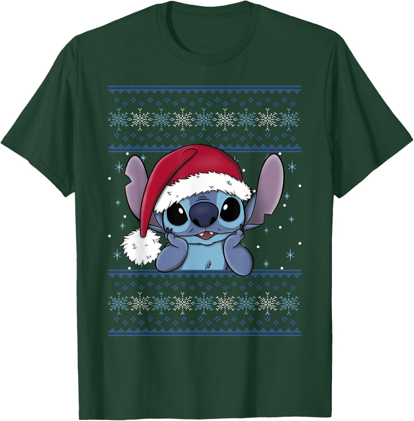 Disney Lilo & Stitch Christmas Stitch Ugly Sweater Style T-Shirt - T-Shirt | Forest