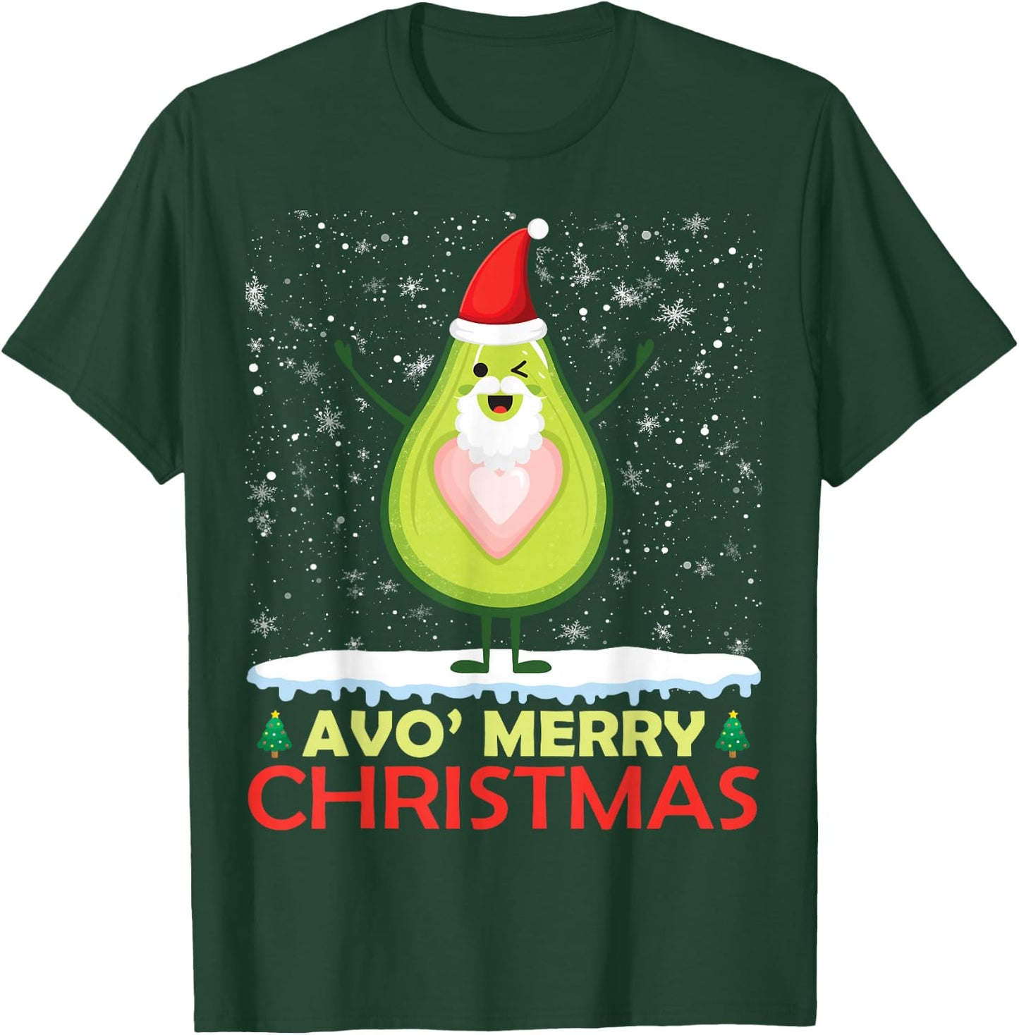 Santa Avocado Avo Merry Christmas Vegan Pajama Avocado Lover T-Shirt - T-Shirt | Forest