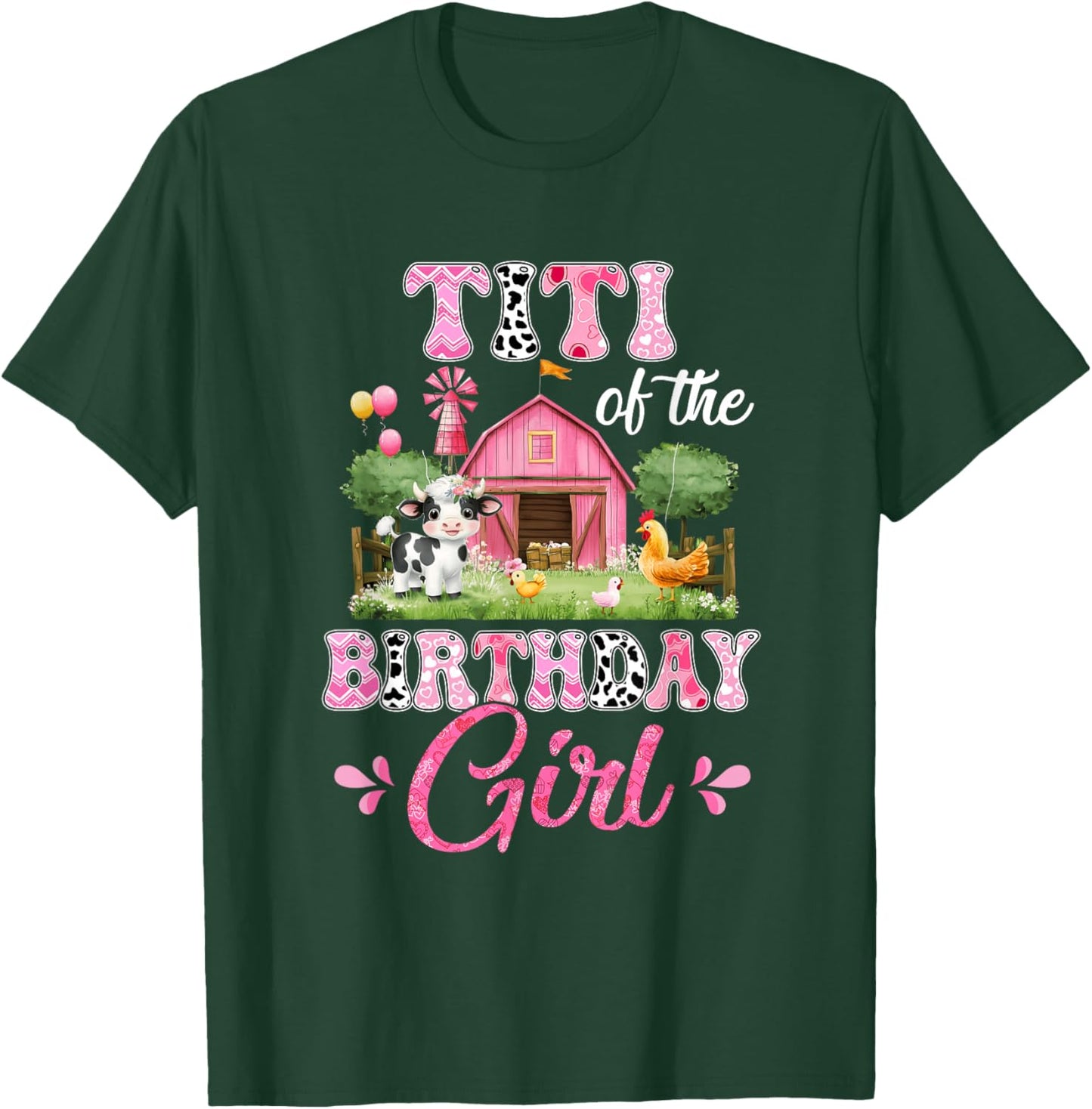Titi Of The Birthday Girl 1St Birthday Cow Farm Family T-Shirt - T-Shirt | Forest