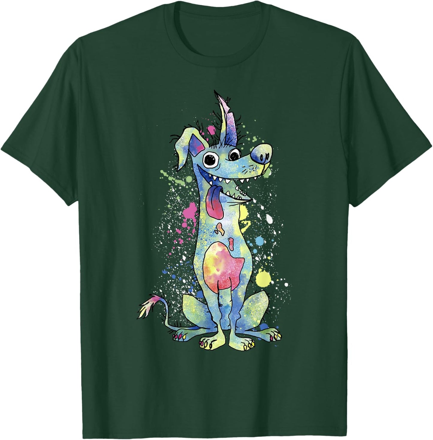 Disney Pixar Coco Dante Watercolor Splatter Graphic T-Shirt - T-Shirt | Forest