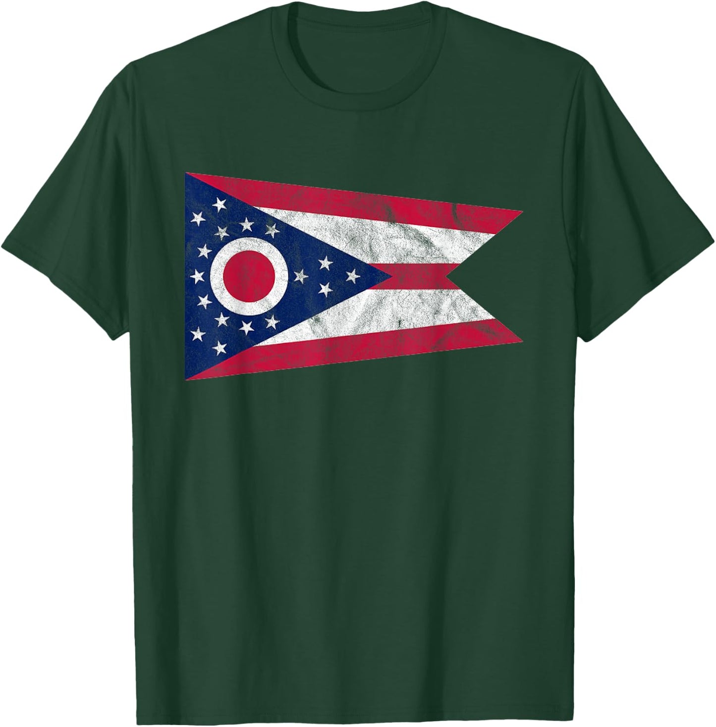 Distressed State of Ohio Flag Ohio Home Pride T-Shirt - T-Shirt | Forest
