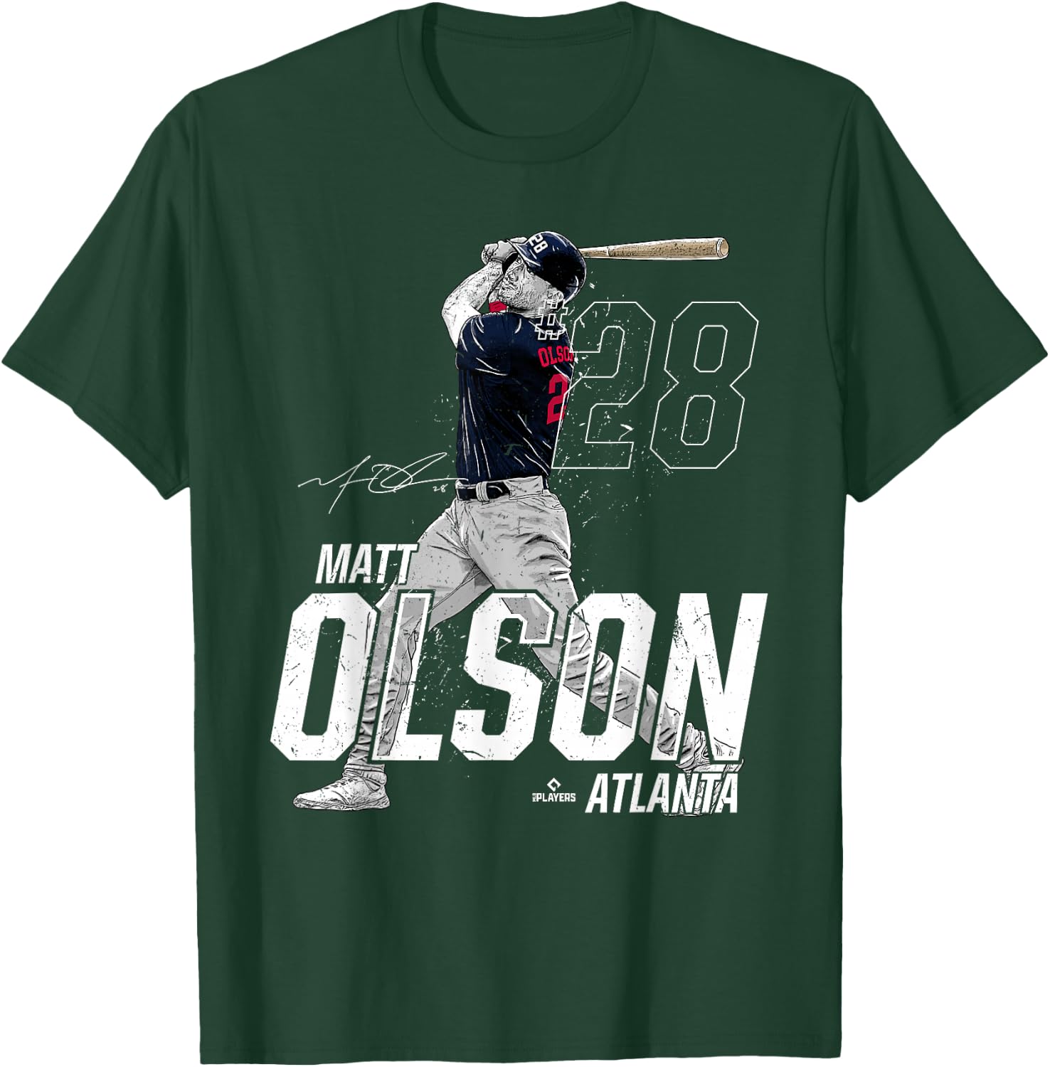 Dynamic Pose Matt Olson Atlanta Baseball MLBPA T-Shirt - T-Shirt | Forest