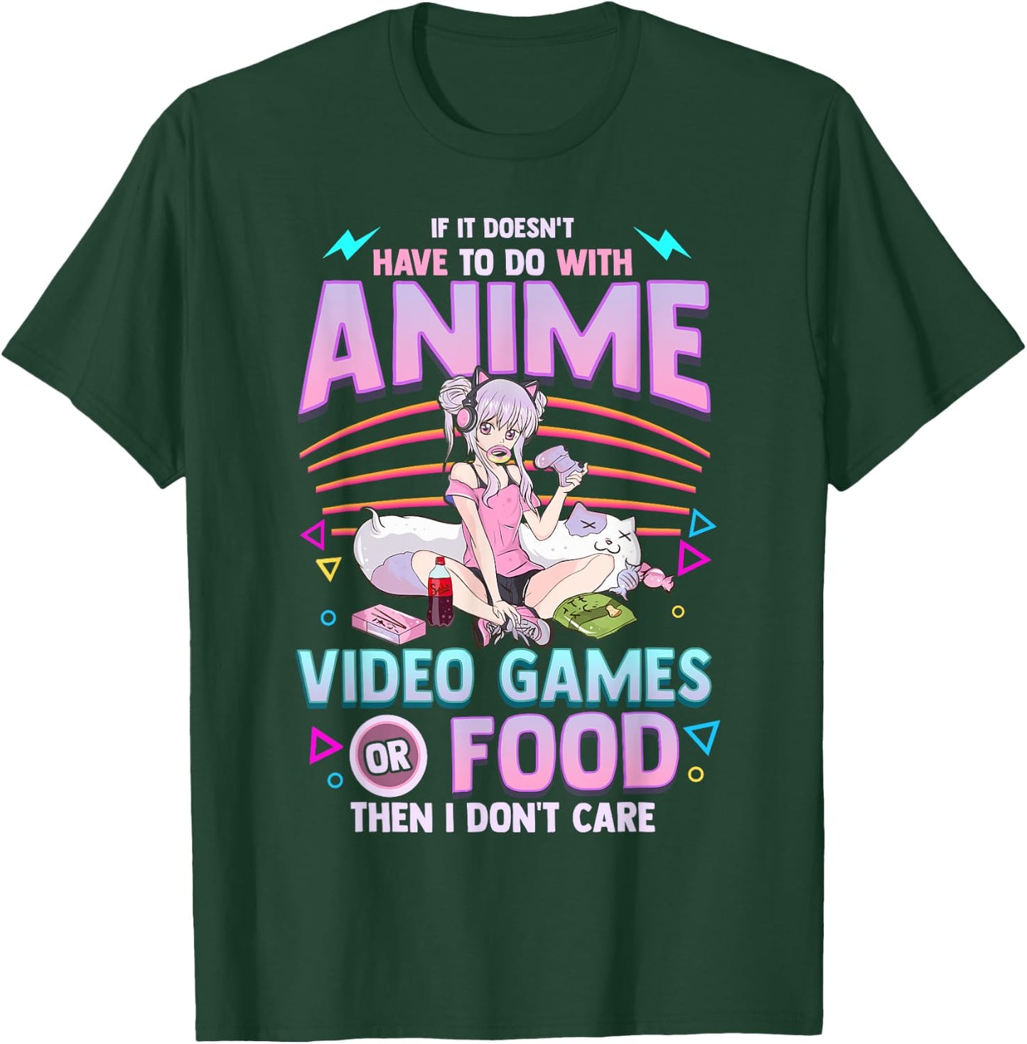 Cute Anime Gamer Girl Funny Kawaii Japanese Manga Joke T-Shirt - T-Shirt | Forest