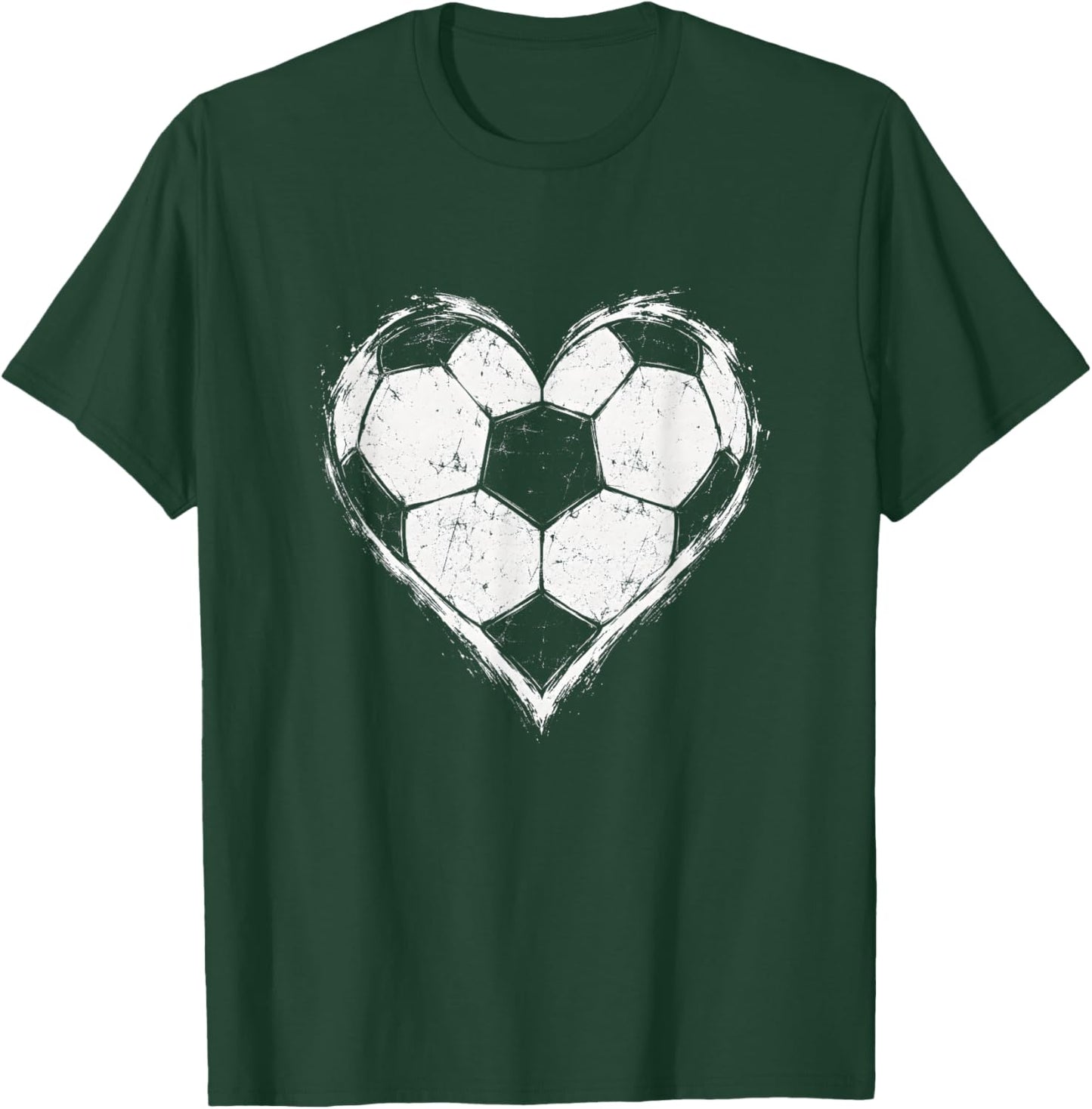 Soccer Lover Heart Ball Football Passion Bold Distressed T-Shirt - T-Shirt | Forest