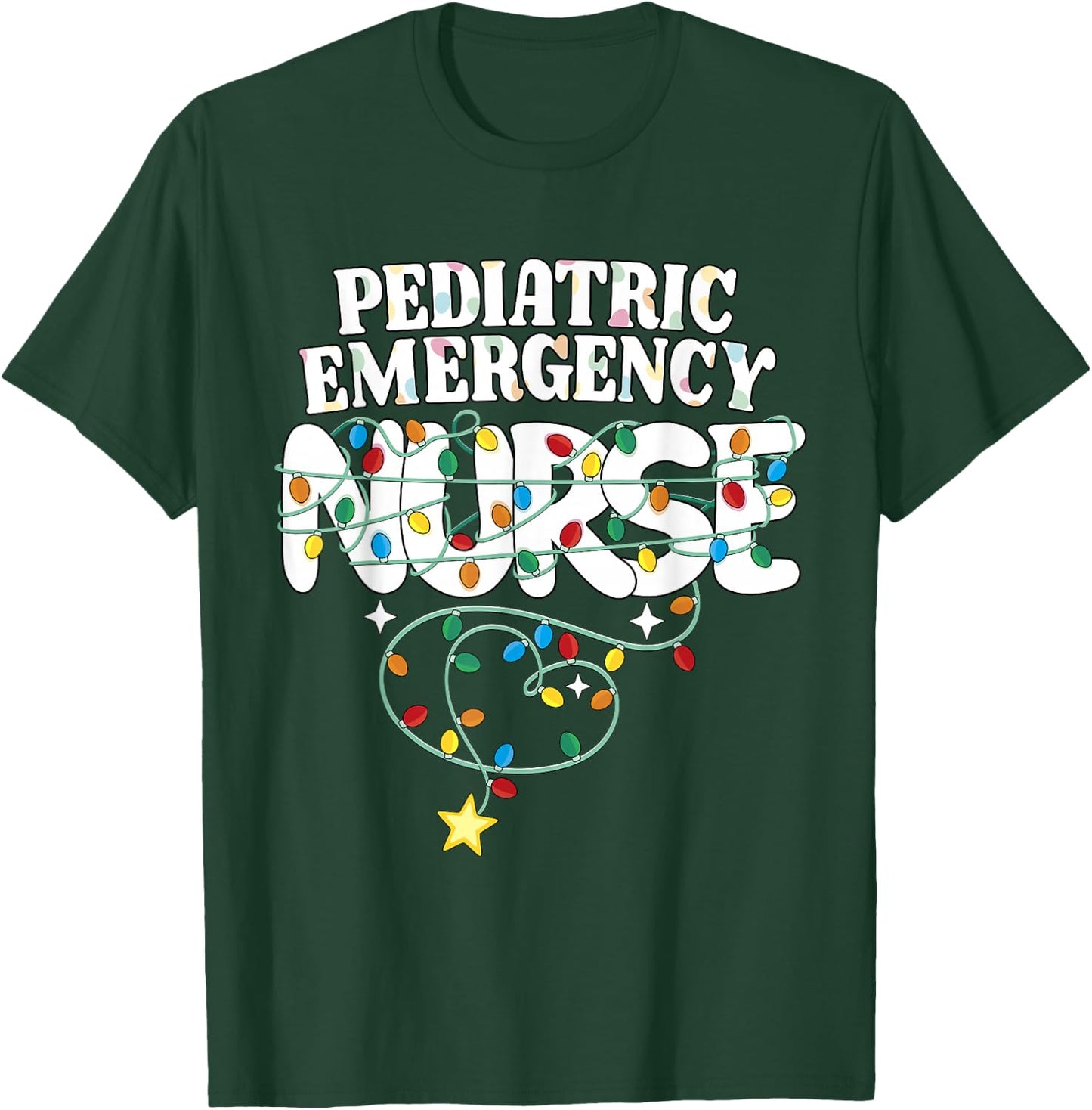 Pediatric Emergency Nurse Christmas Peds ER Nursing NP Squad T-Shirt - T-Shirt | Forest