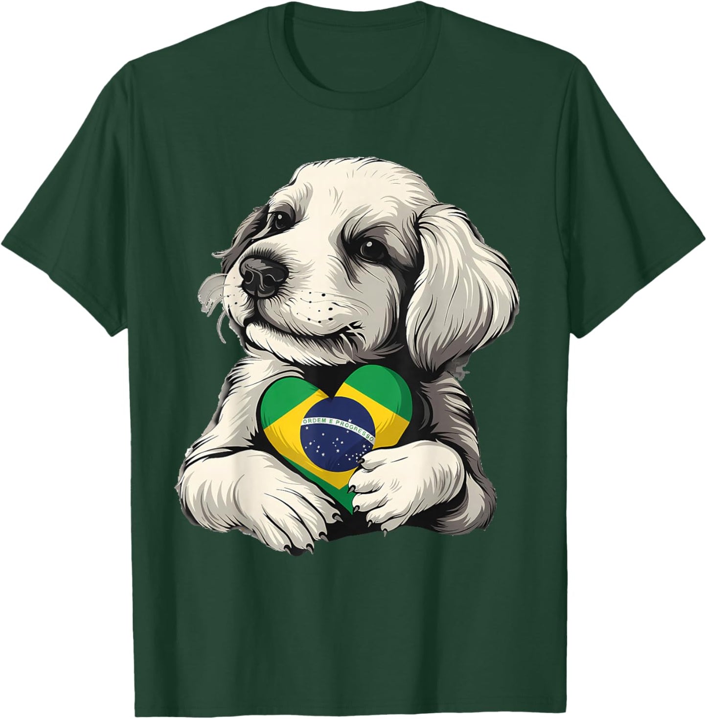 Brasil Flag Dog Brazilian Pride Brasilian Roots Brazil T-Shirt - T-Shirt | Forest