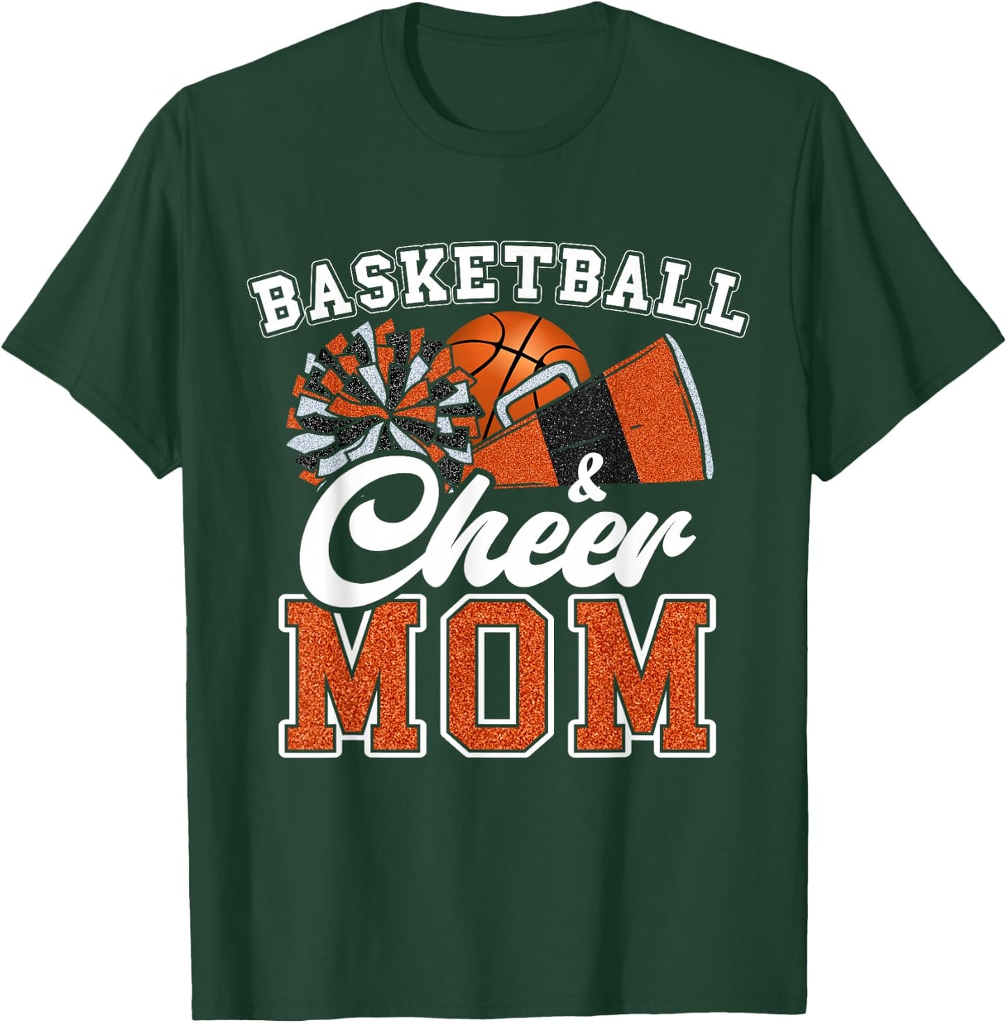 Proud Basketball & Cheer Mom Cheerleader Mom Mama Orange T-Shirt - T-Shirt | Forest