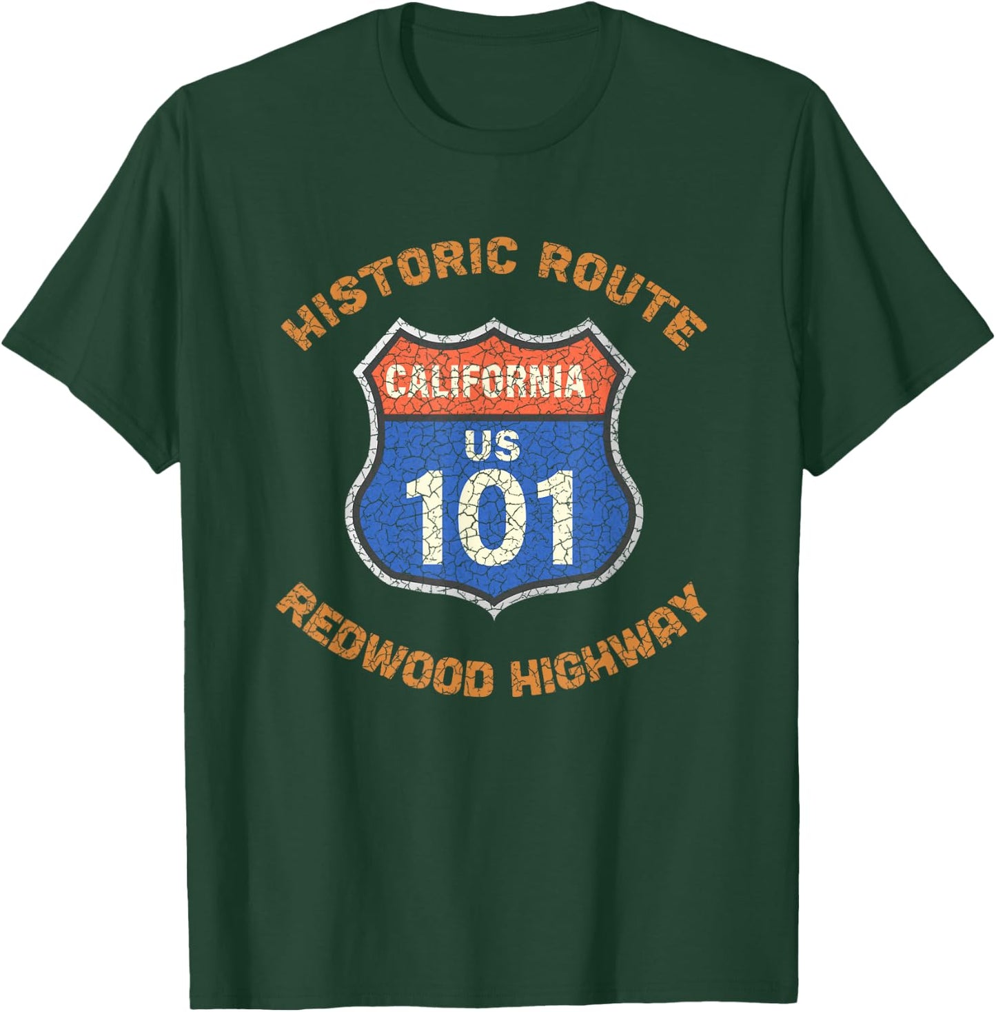 Souvenir Rustic Redwood Highway Route 101 Redwood Highway T-Shirt - T-Shirt | Forest
