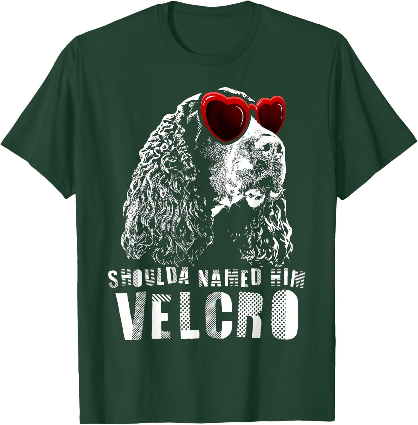 Funny Velcro English Springer Spaniel Dog Gift Men Women T-Shirt - T-Shirt | Forest