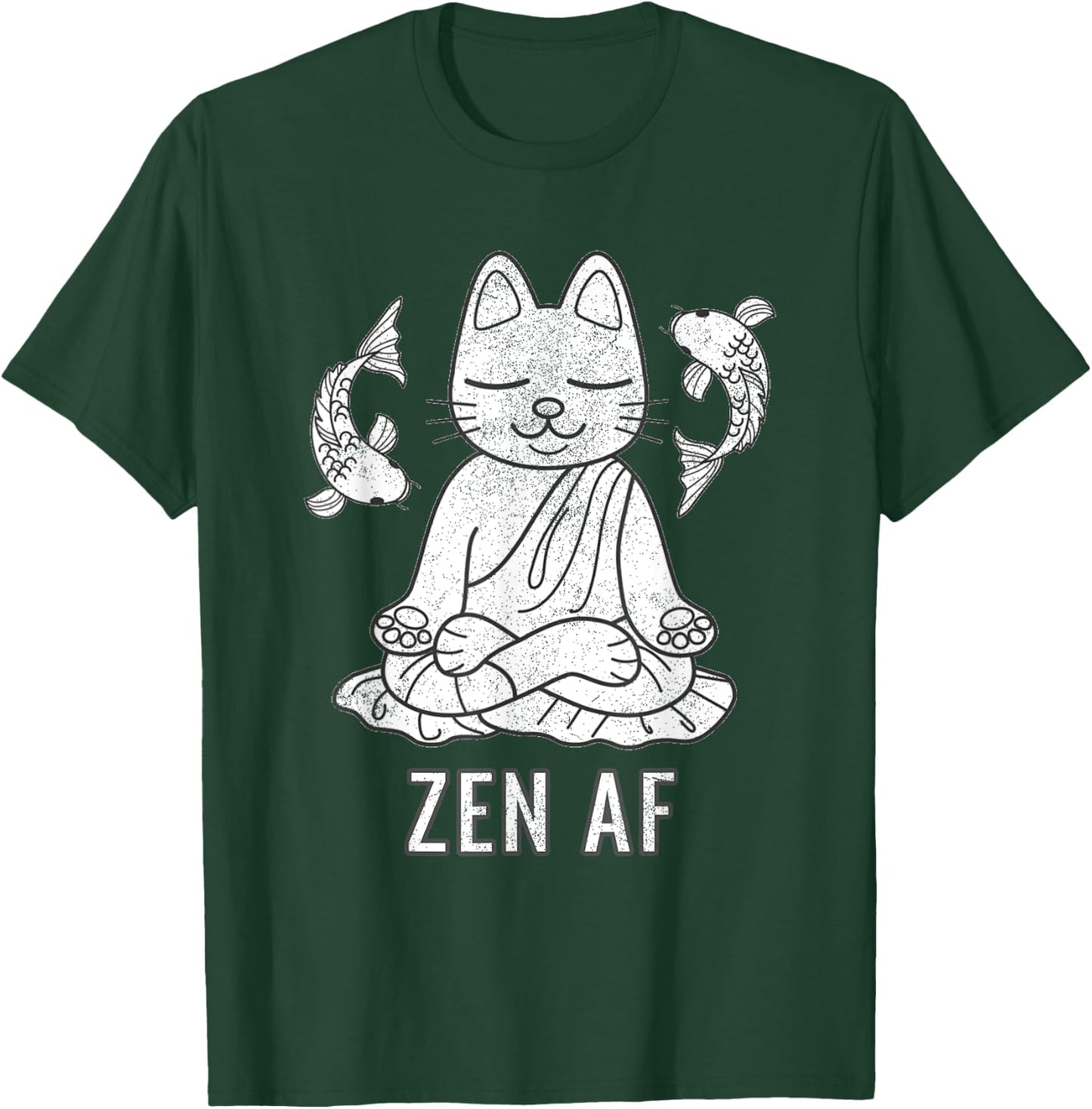 Zen AF Funny Meditating Cat Spiritual Yoga Gift T-Shirt - T-Shirt | Forest