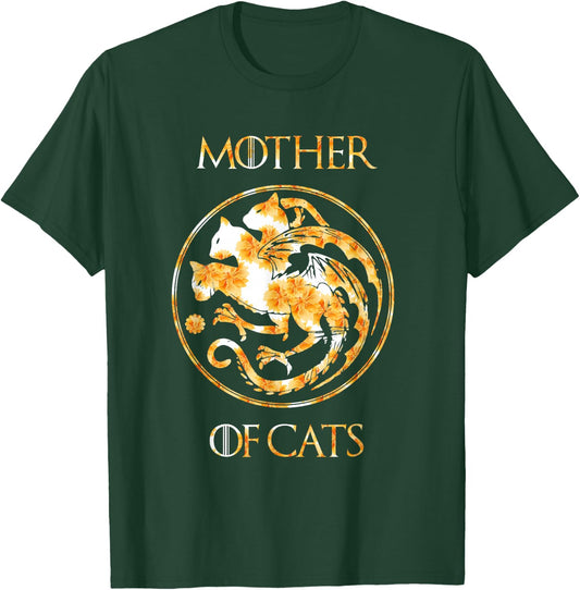 Mother of Cats Shirt With Floral Art Best Mom T-Shirt - T-Shirt | Forest