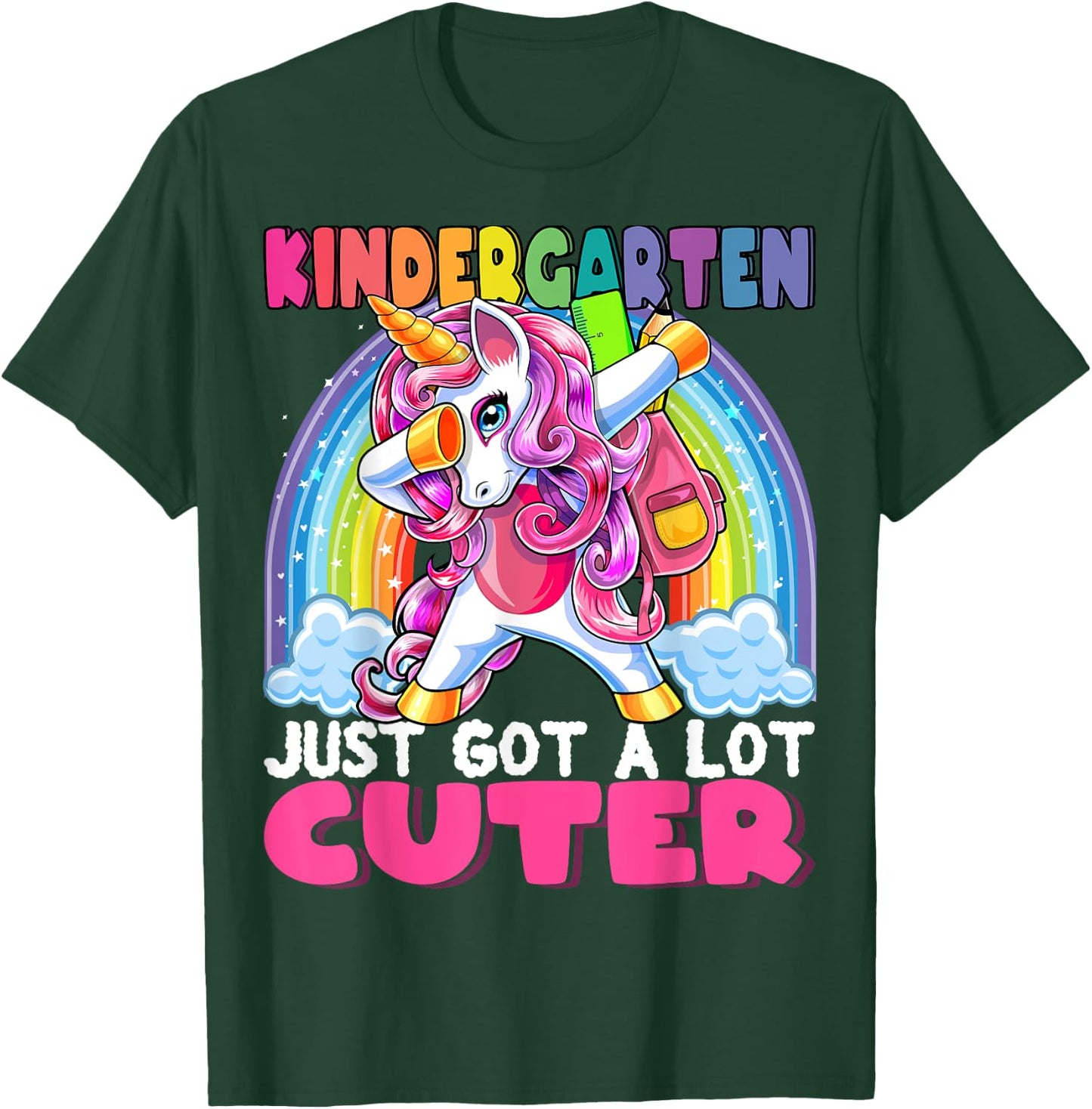 Kindergarten Got Cuter Dabbing Unicorn Back to School Girls T-Shirt - T-Shirt | Forest