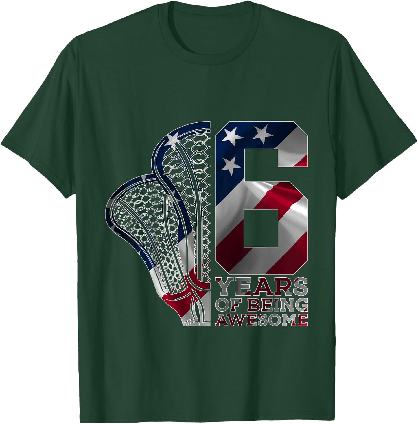 Kids 6 YEARS OF BEING AWESOME LACROSSE 6TH BIRTHDAY T-Shirt - T-Shirt | Forest