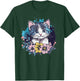Cute Cat With Flowers I Kids Cat T-Shirt - T-Shirt | Forest