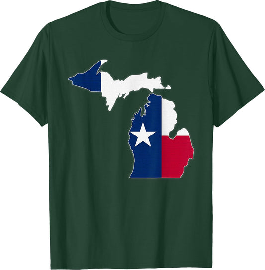 MICHIGAN STATE MAP TEXAS TX Flag Roots Men Women Gift T-Shirt - T-Shirt | Forest