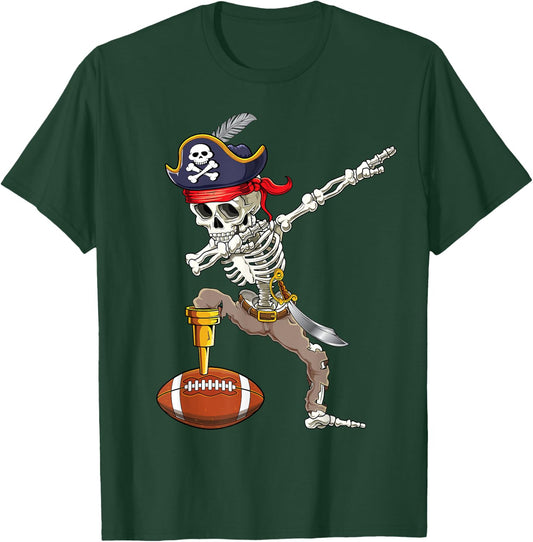 Dab Skeleton Shirt Dabbing Skeleton Pirate Football Shirt T-Shirt - T-Shirt | Forest
