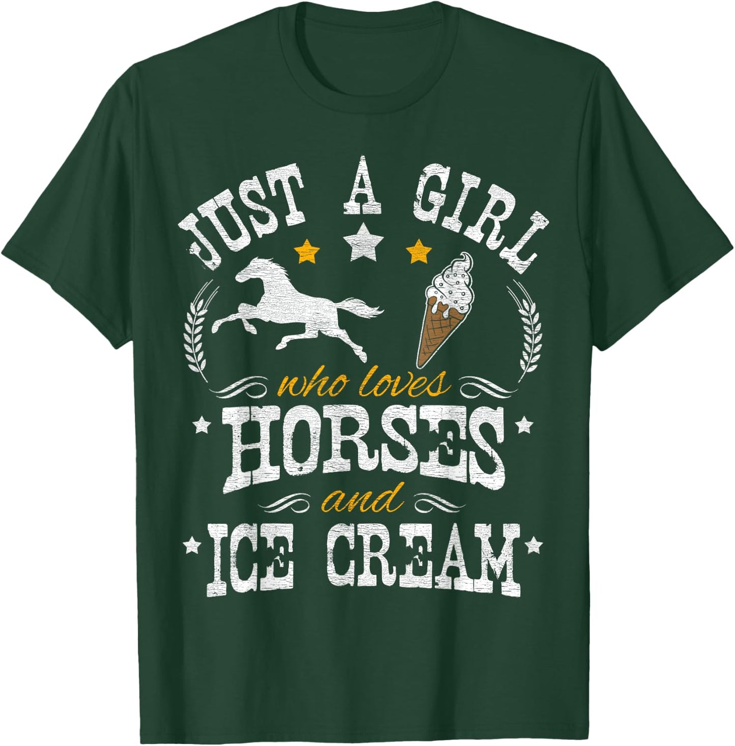 Horse & Ice Cream Lover Women Kids T-Shirt - T-Shirt | Forest