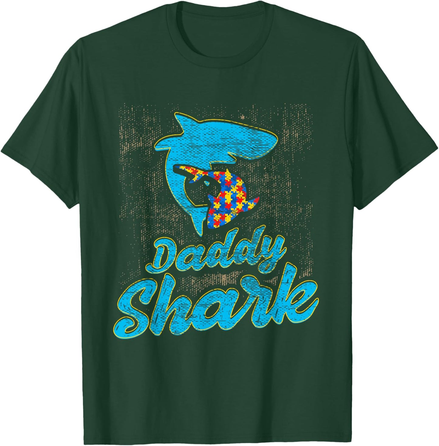 Autism Dad Shirt Autism Awareness Daddy Shark Autism Papa T-Shirt - T-Shirt | Forest