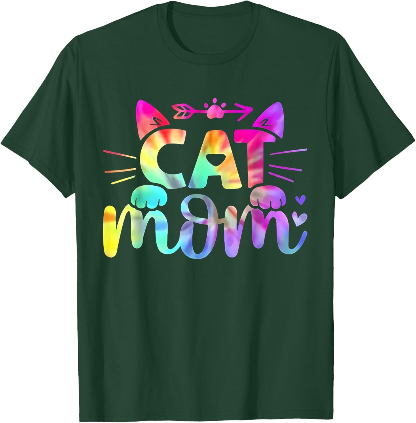 Cat Mom Tie Dye Kitty Cat Lover Kitten Pet Owner Colorful T-Shirt - T-Shirt | Forest