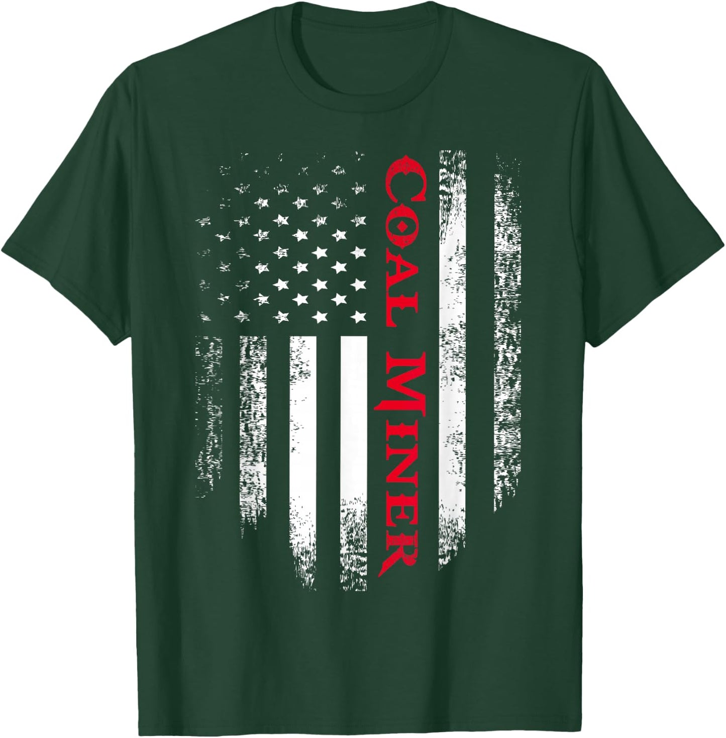 Vintage USA Red White Coal Miner American Flag Gift T-Shirt - T-Shirt | Forest