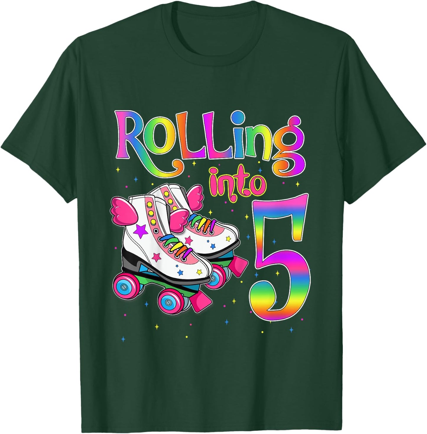 Rolling Into 5 years Let's Roll I'm Turning 5 Roller Skate T-Shirt - T-Shirt | Forest
