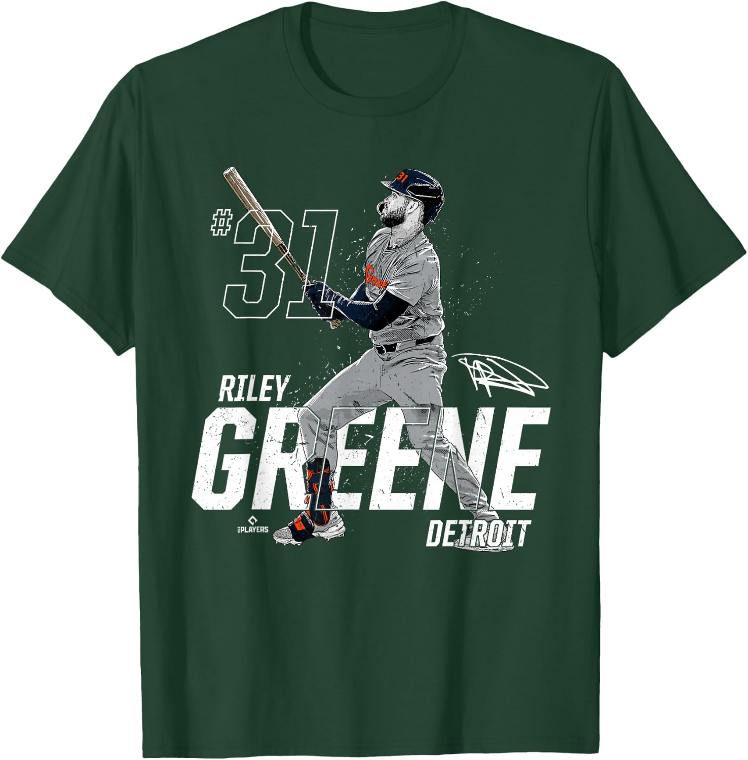 Dynamic Pose Riley Greene Detroit Baseball MLBPA T-Shirt - T-Shirt | Forest