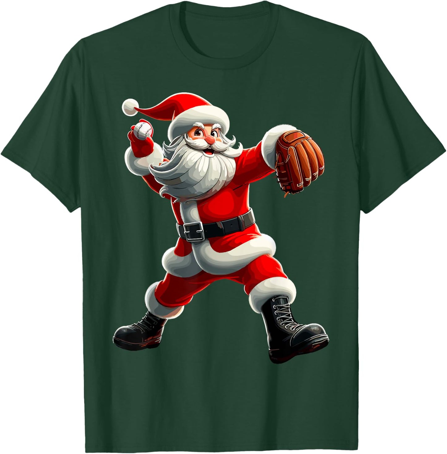 Funny Santa Baseball Pitcher Christmas Baseball Player T-Shirt - T-Shirt | Forest