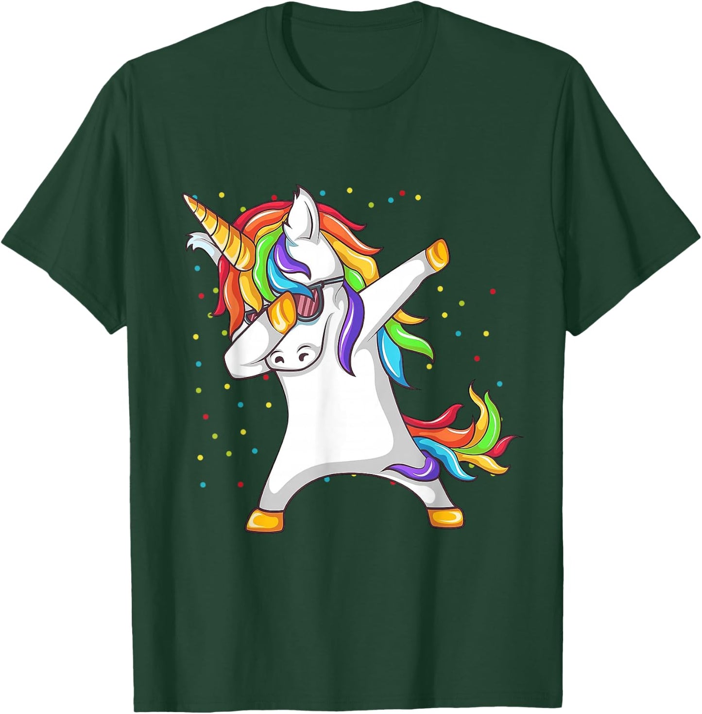 Dabbing Unicorn Rainbow Girls Kids Women T-Shirt - T-Shirt | Forest