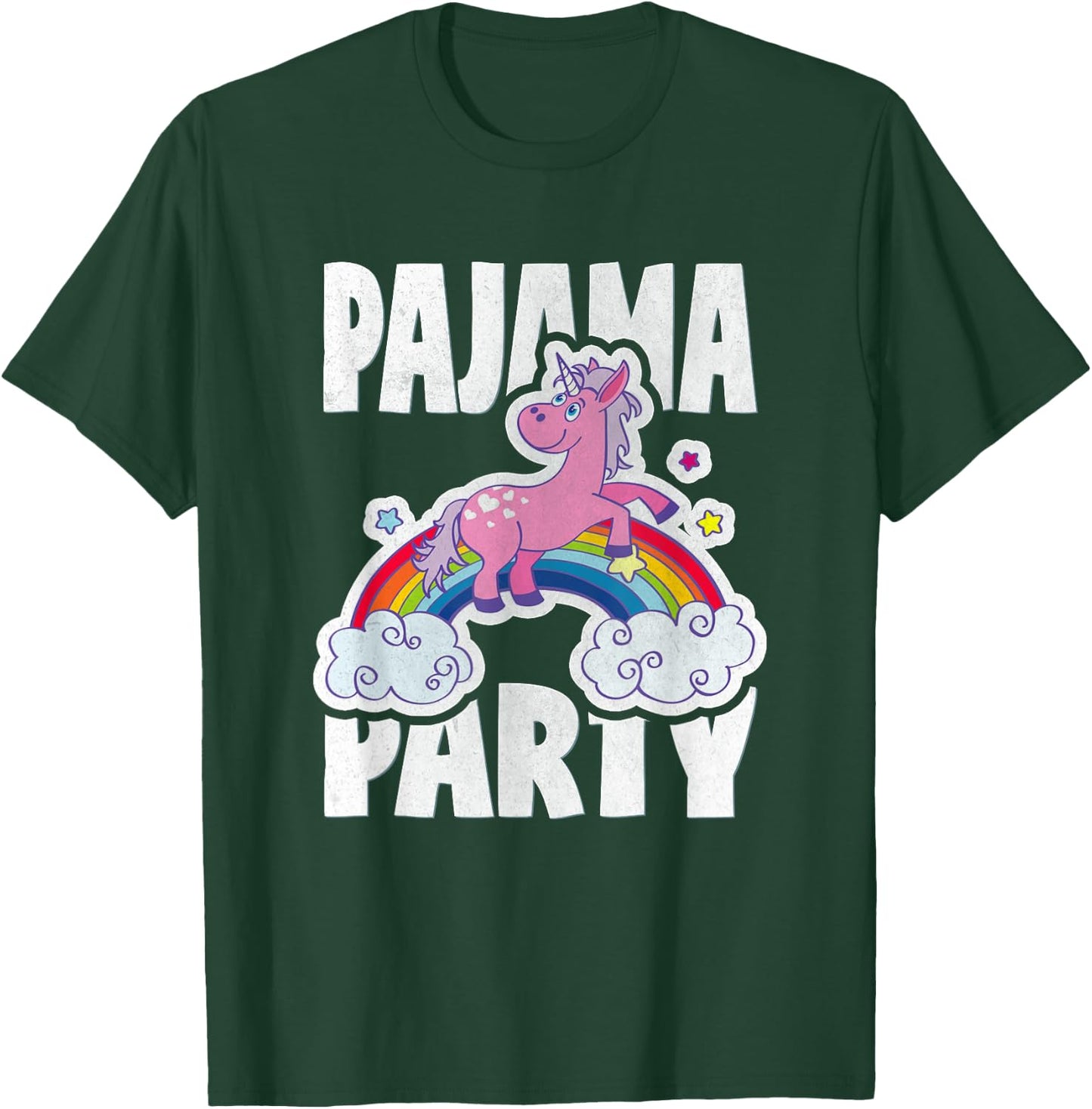Pajama Party Retro Cute Unicorn Rainbow Bed Time PJ T-Shirt - T-Shirt | Forest