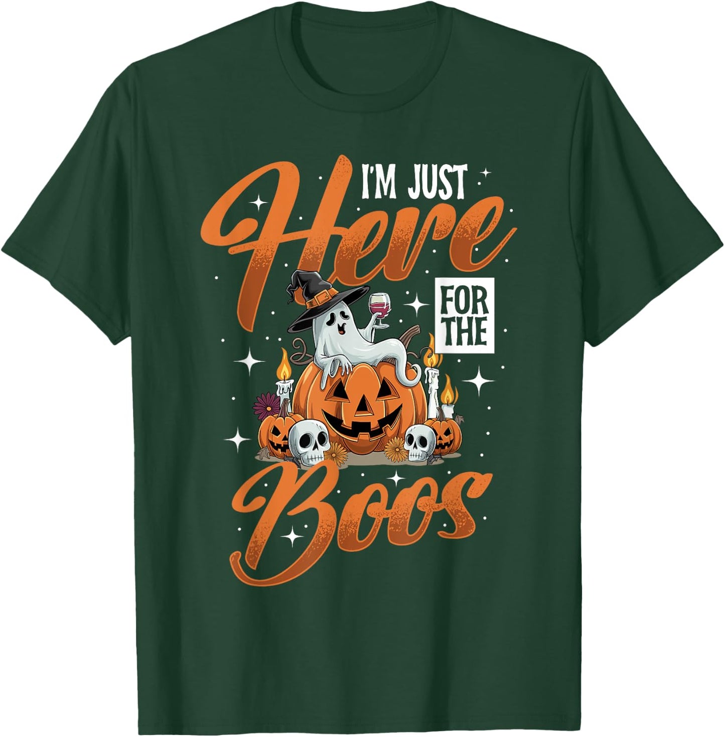 I'm Just Here For The Boos Wine Ghost Halloween Costume T-Shirt - T-Shirt | Forest