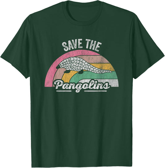 Save The Pangolins Retro Wildlife Conservation T-Shirt - T-Shirt | Forest