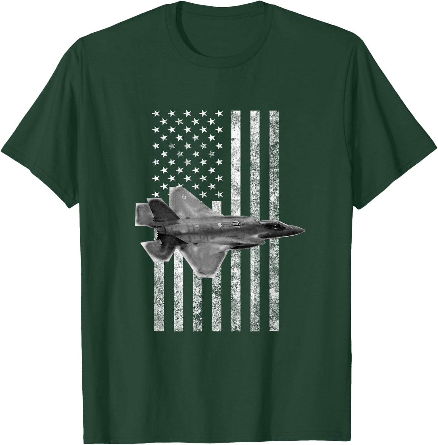 F-35 Lightning II American USA Flag - Military T-Shirt - T-Shirt | Forest