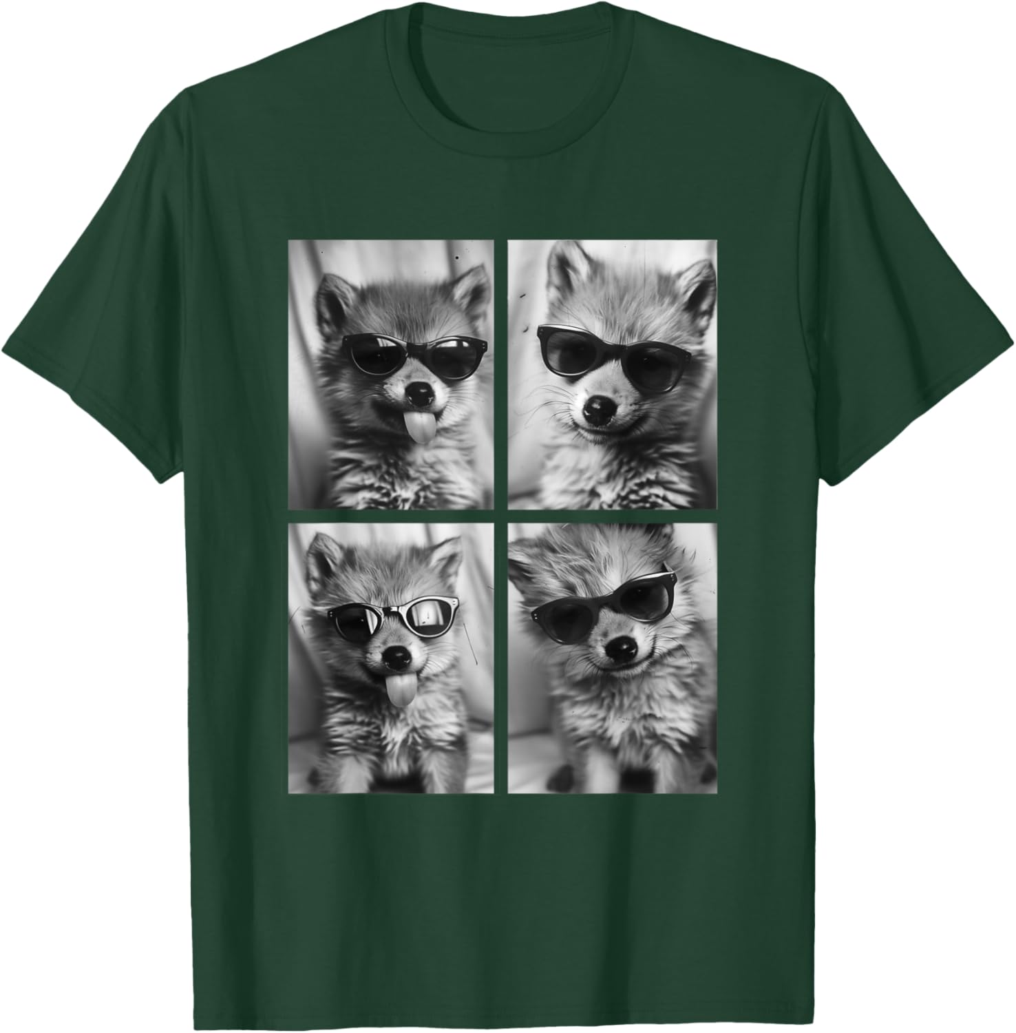 Baby Wolves with Sunglasses Cute Wolf Pups Photo Booth T-Shirt - T-Shirt | Forest