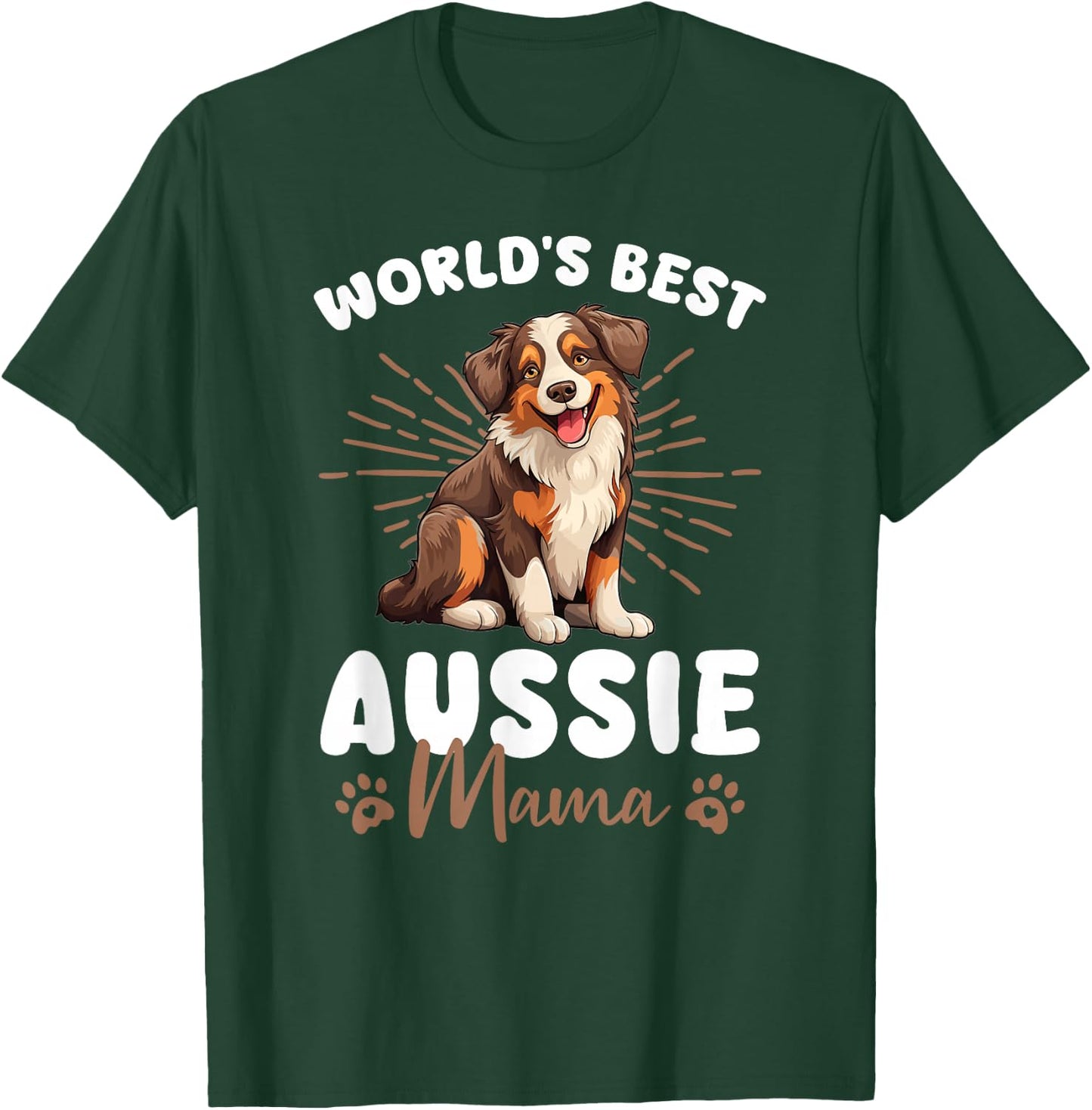 Australian Shepherd Red Tri Dog World's Best Aussie Mama T-Shirt - T-Shirt | Forest