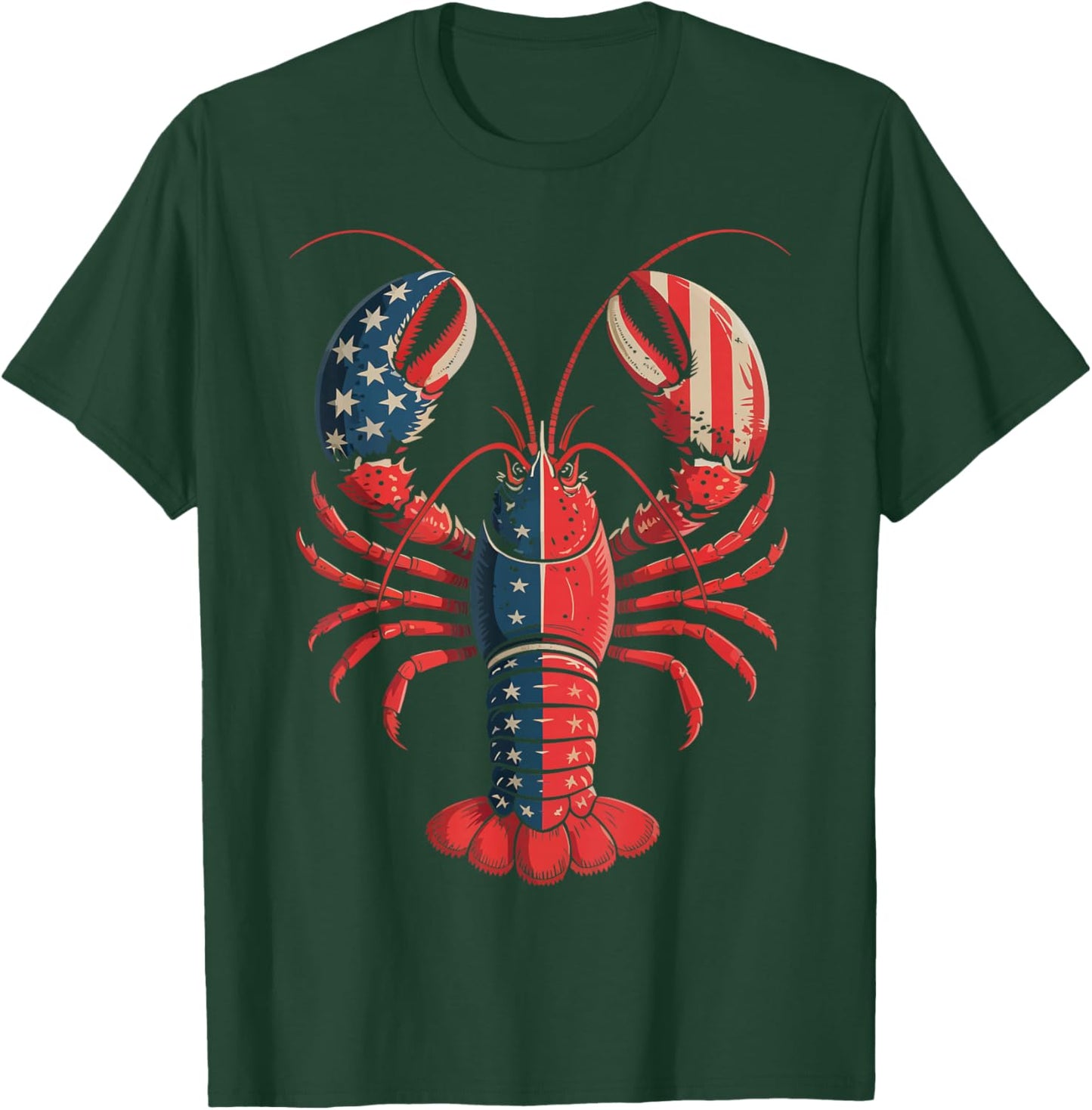American Flag Lobster Patriotic Crawfish Season 4th of July T-Shirt - T-Shirt | Forest
