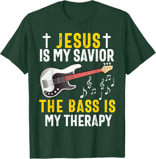 Christian Bass Guitar Player Worship Jesus Bassist Music T-Shirt - T-Shirt | Forest